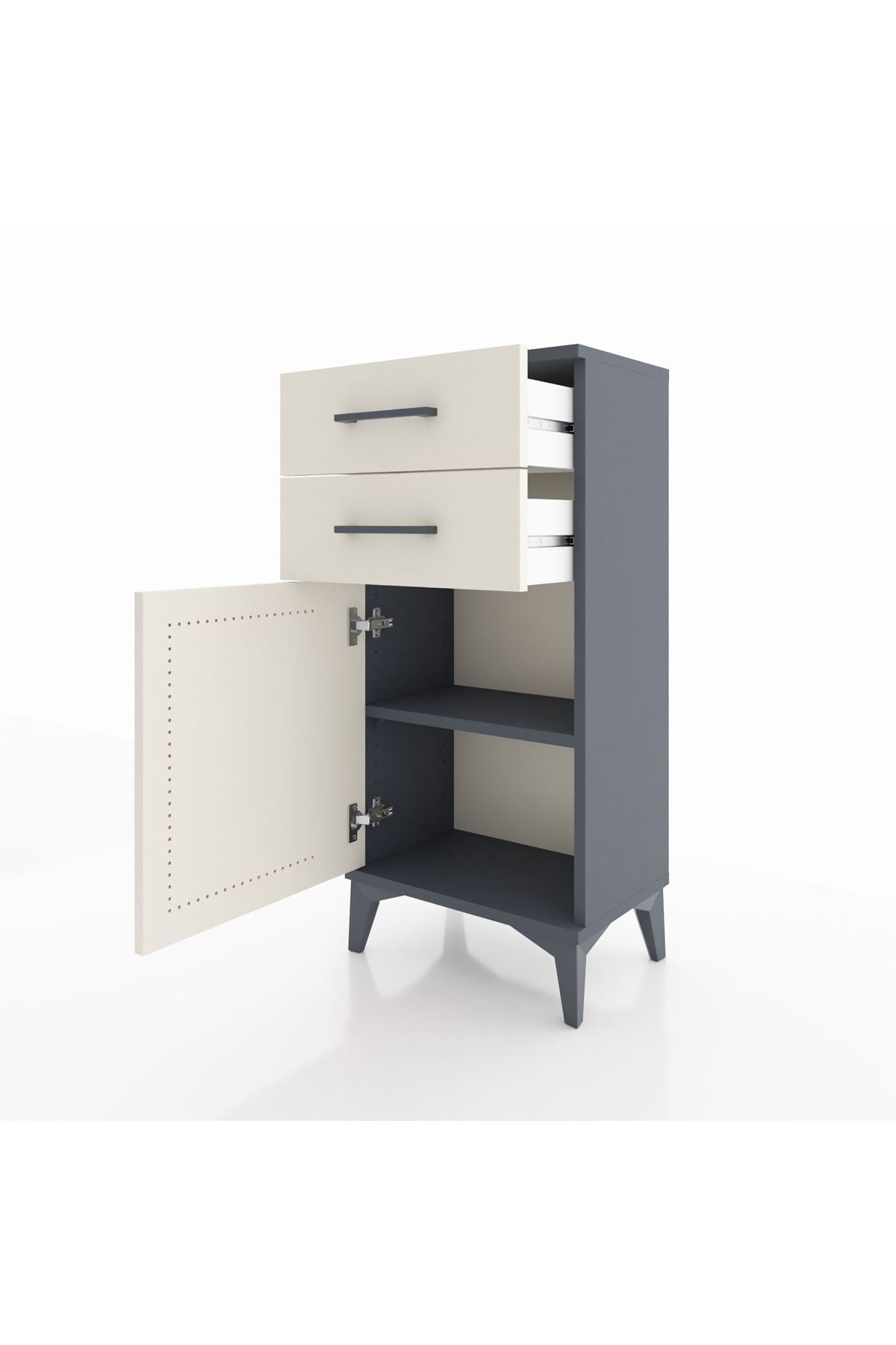 Arges Komodin Tek Raflı 2 Çekmeceli Tek Kapaklı 44x30x96 - S09M034V4A