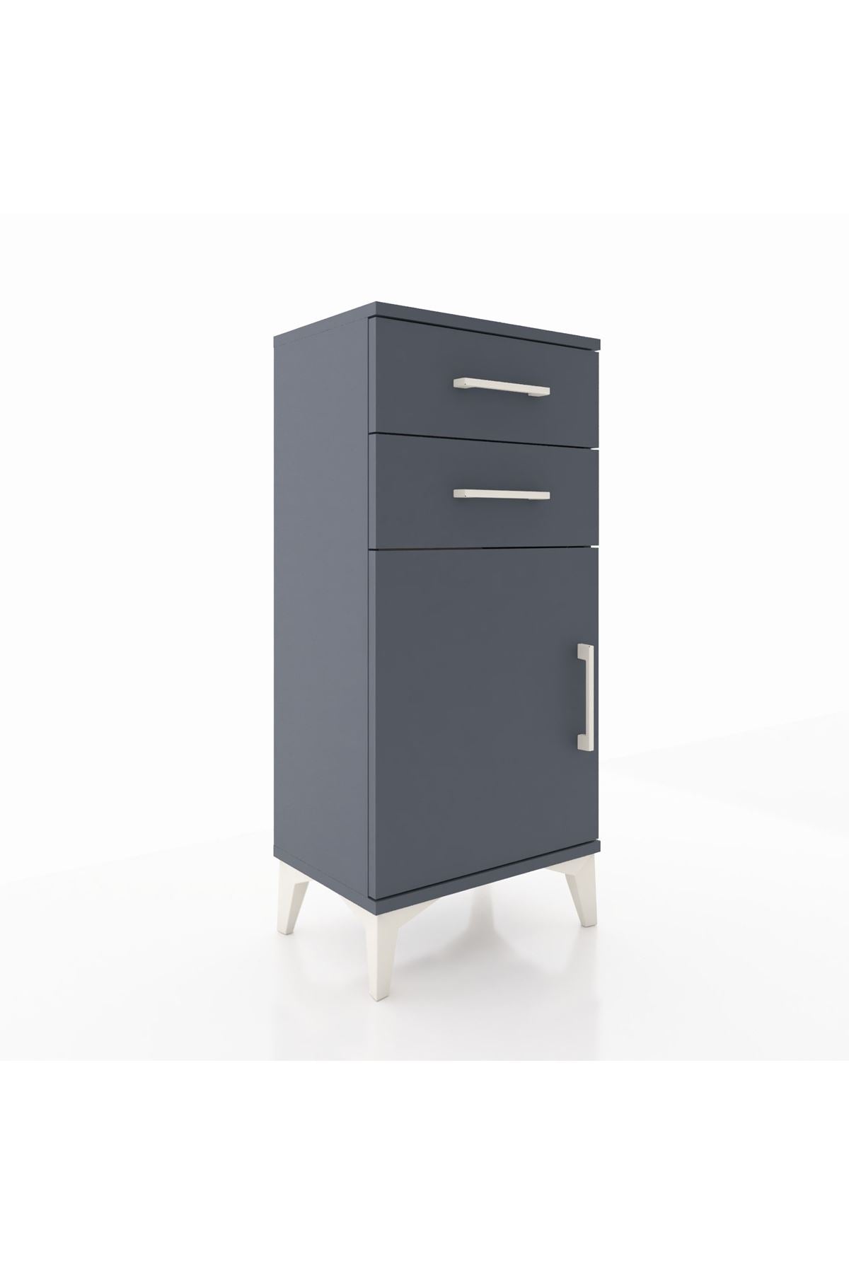 Arges Komodin Tek Raflı 2 Çekmeceli Tek Kapaklı 44x30x96 - S09M034V5A