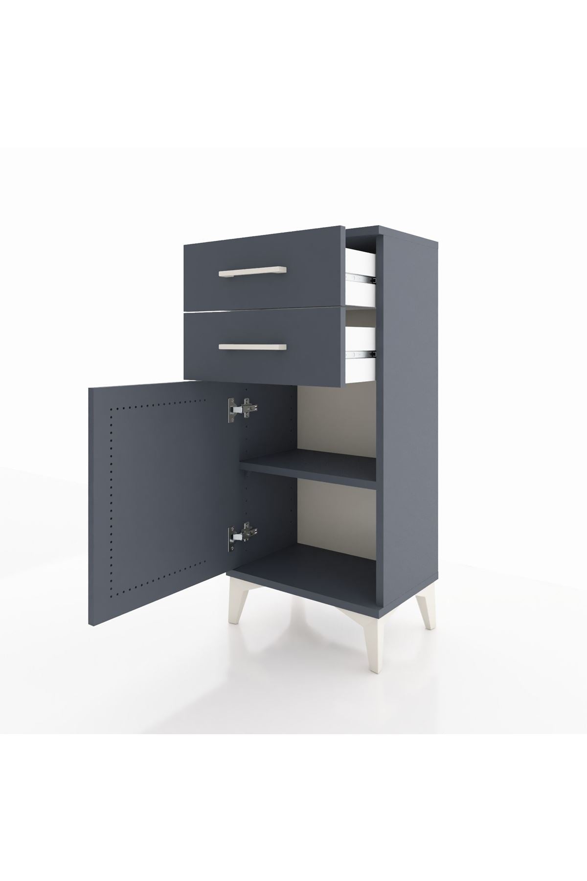 Arges Komodin Tek Raflı 2 Çekmeceli Tek Kapaklı 44x30x96 - S09M034V5A