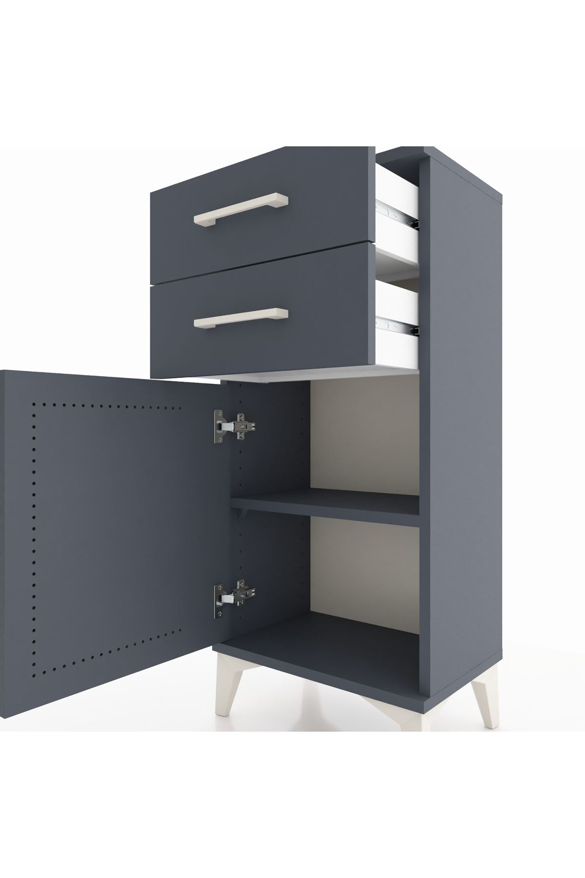 Arges Komodin Tek Raflı 2 Çekmeceli Tek Kapaklı 44x30x96 - S09M034V5A