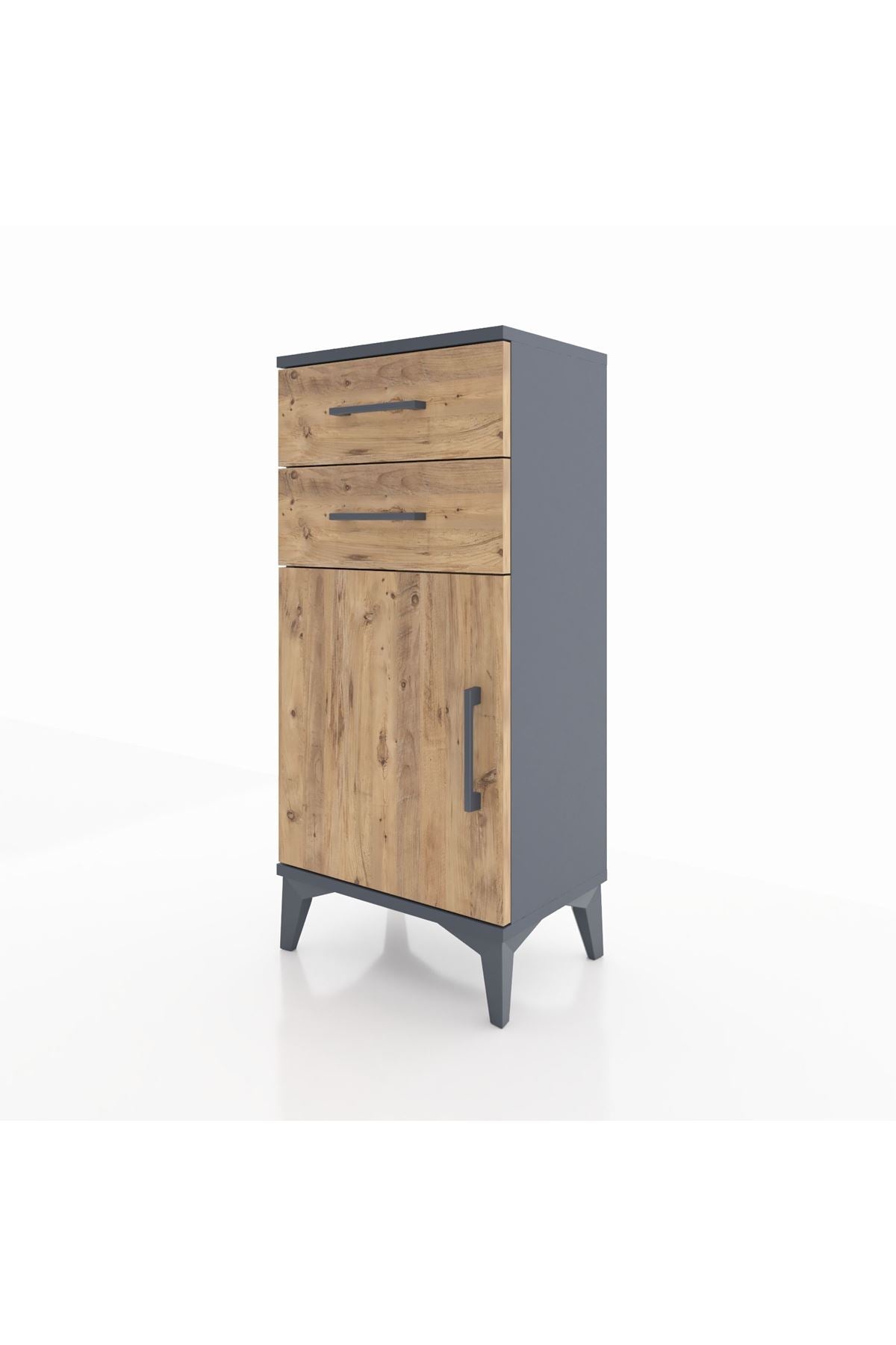 Arges Komodin Tek Raflı 2 Çekmeceli Tek Kapaklı 44x30x96 - S09M034V6A