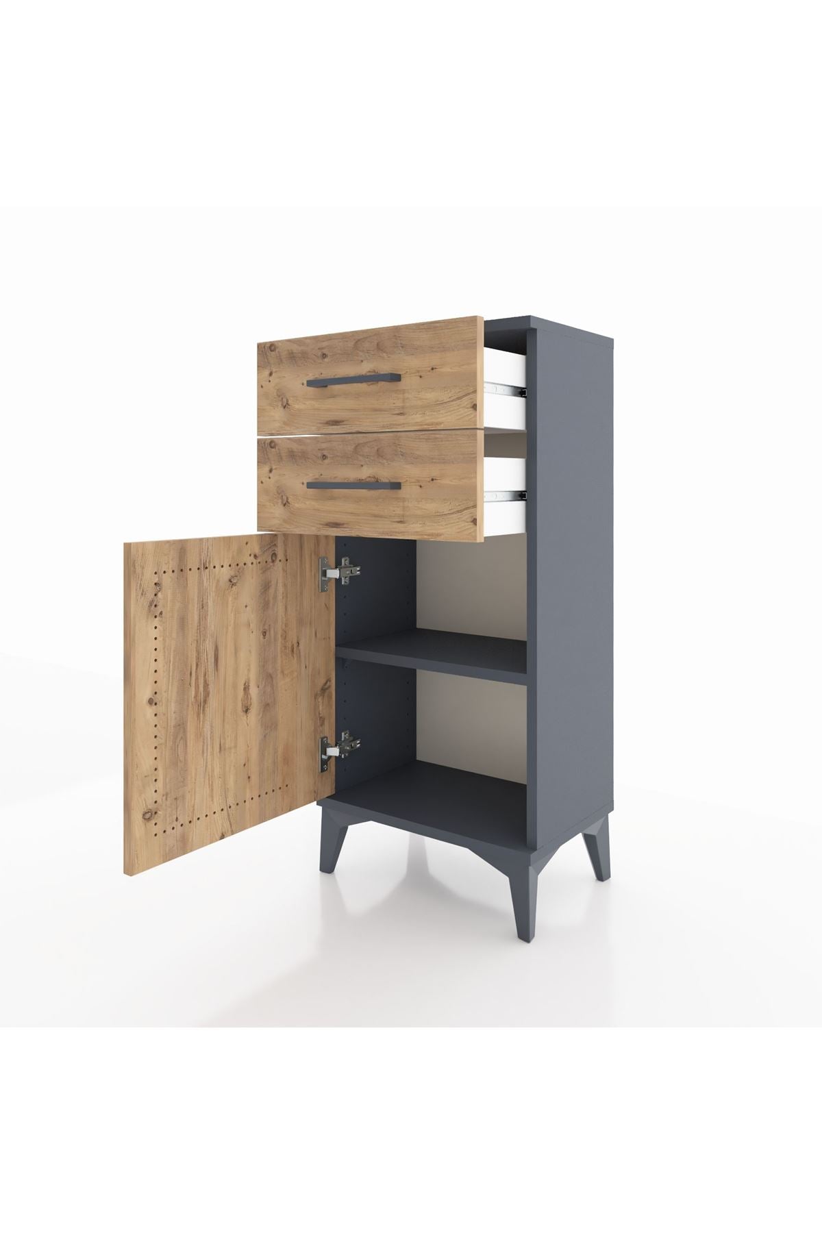 Arges Komodin Tek Raflı 2 Çekmeceli Tek Kapaklı 44x30x96 - S09M034V6A