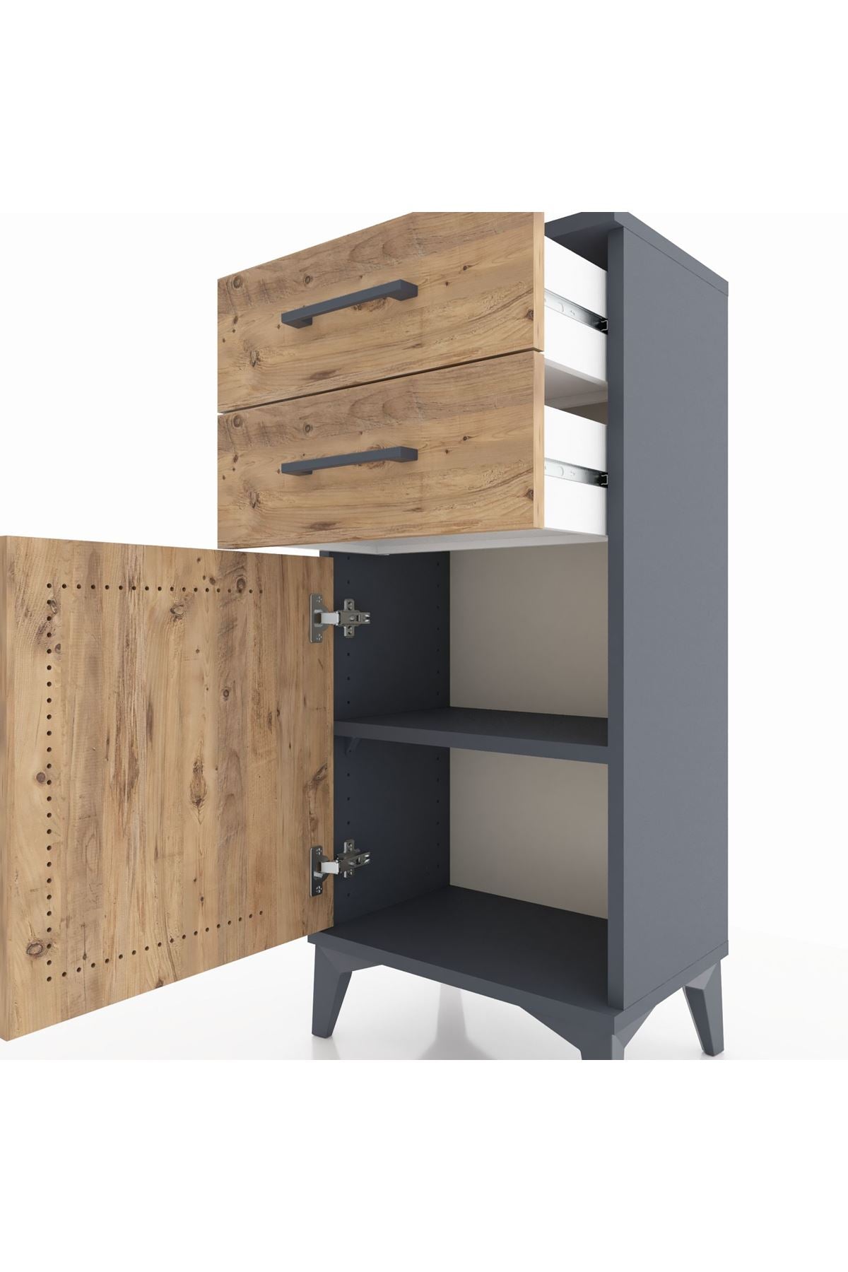 Arges Komodin Tek Raflı 2 Çekmeceli Tek Kapaklı 44x30x96 - S09M034V6A