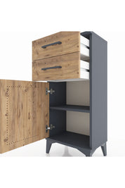 Arges Komodin Tek Raflı 2 Çekmeceli Tek Kapaklı 44x30x96 - S09M034V6A