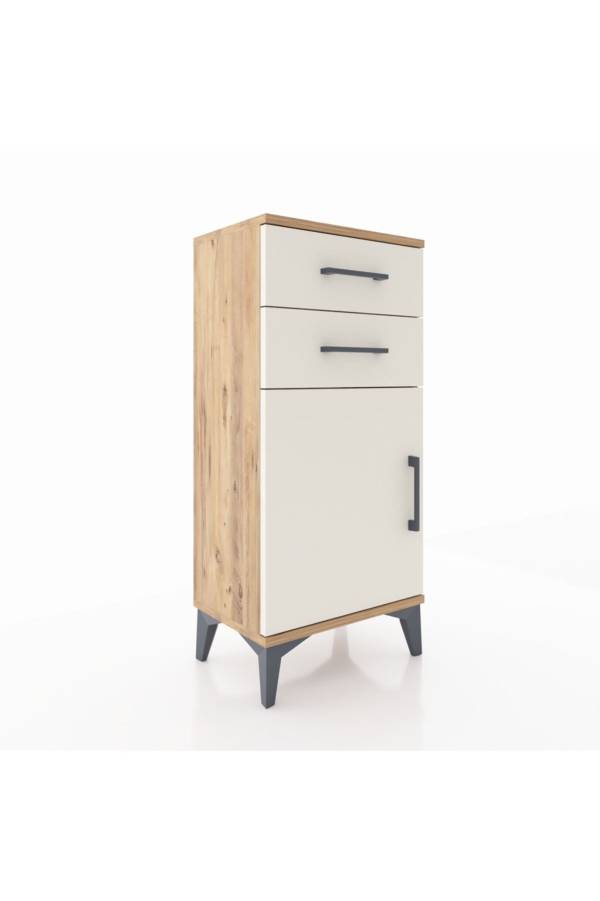 Arges Komodin Tek Raflı 2 Çekmeceli Tek Kapaklı 44x30x96 - S09M034V7A