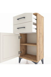 Arges Komodin Tek Raflı 2 Çekmeceli Tek Kapaklı 44x30x96 - S09M034V7A