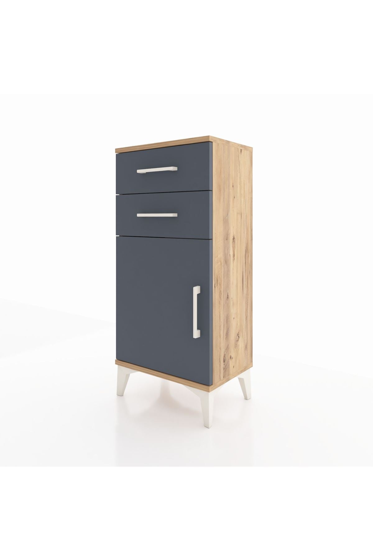 Arges Komodin Tek Raflı 2 Çekmeceli Tek Kapaklı 44x30x96 - S09M034V8A