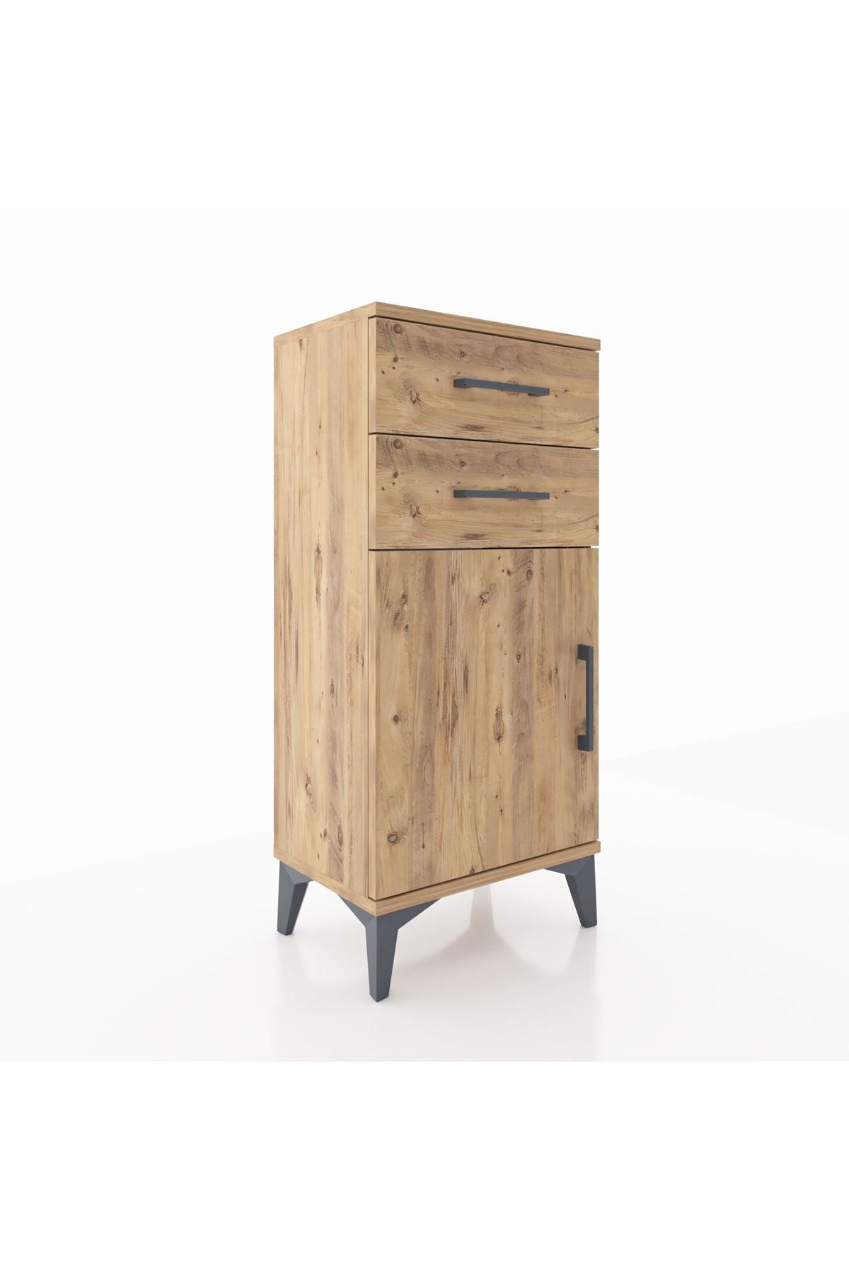 Arges Komodin Tek Raflı 2 Çekmeceli Tek Kapaklı 44x30x96 - S09M034V9A