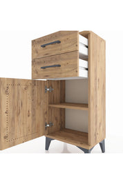 Arges Komodin Tek Raflı 2 Çekmeceli Tek Kapaklı 44x30x96 - S09M034V9A