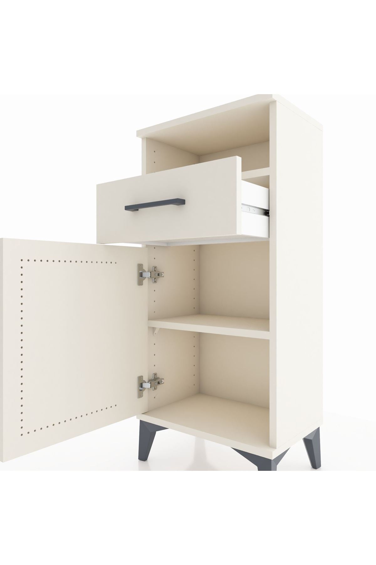 Arges Komodin 2 Raflı Tek Çekmeceli Tek Kapaklı 44x30x96 - S09M035V1A
