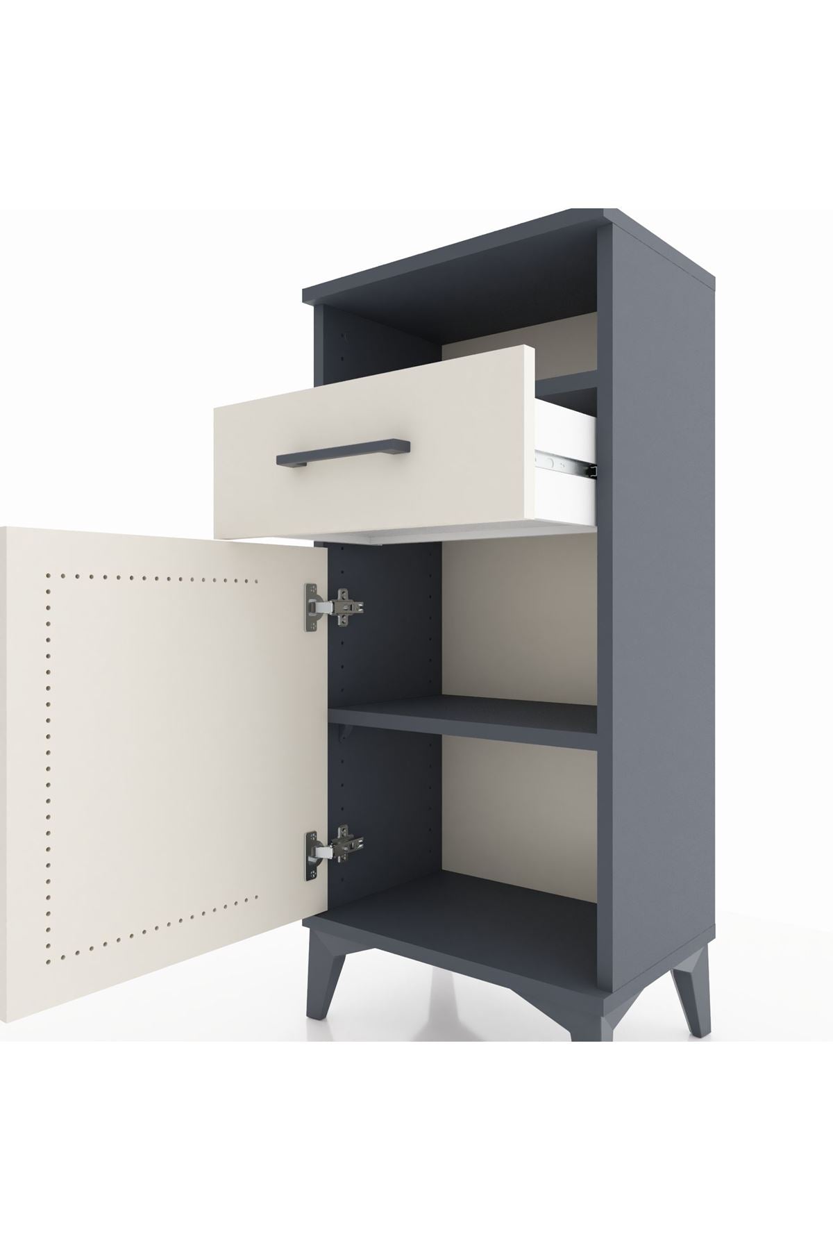Arges Komodin 2 Raflı Tek Çekmeceli Tek Kapaklı 44x30x96 - S09M035V4A