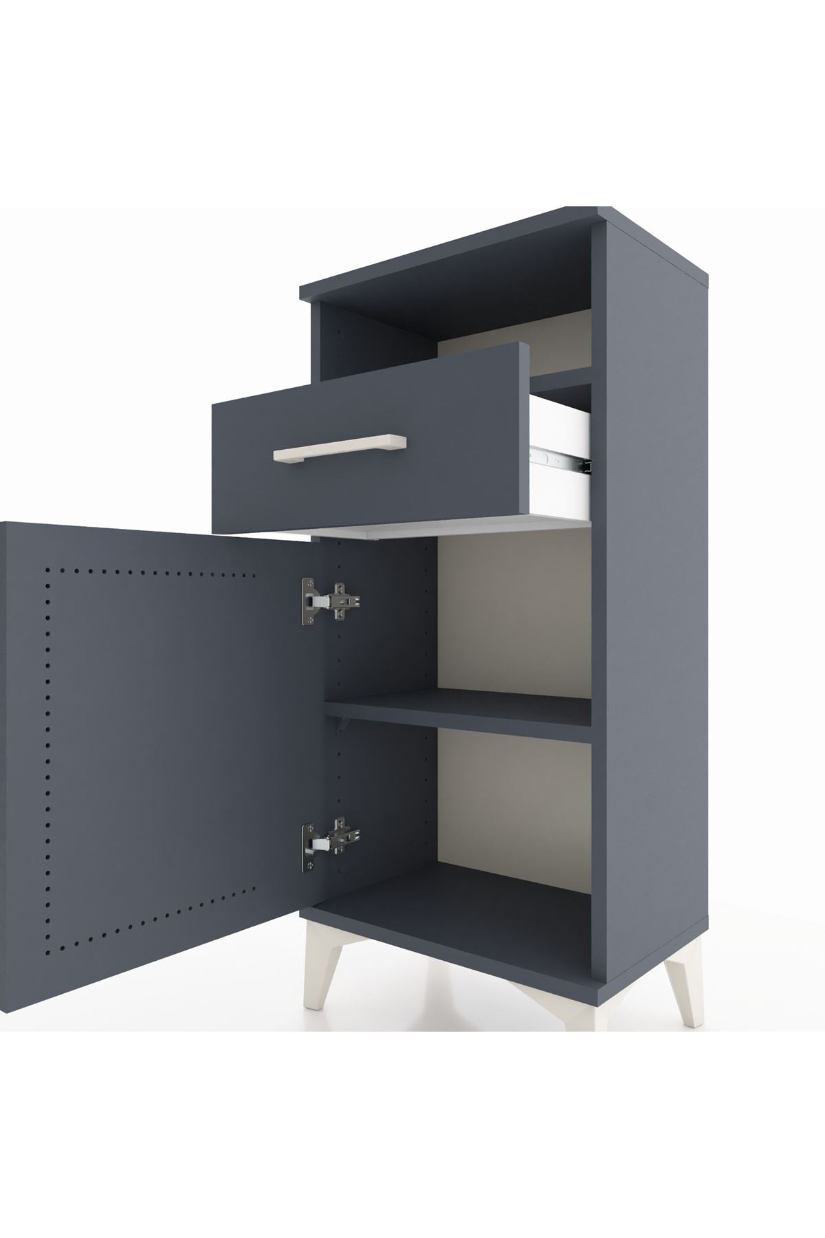 Arges Komodin 2 Raflı Tek Çekmeceli Tek Kapaklı 44x30x96 - S09M035V5A