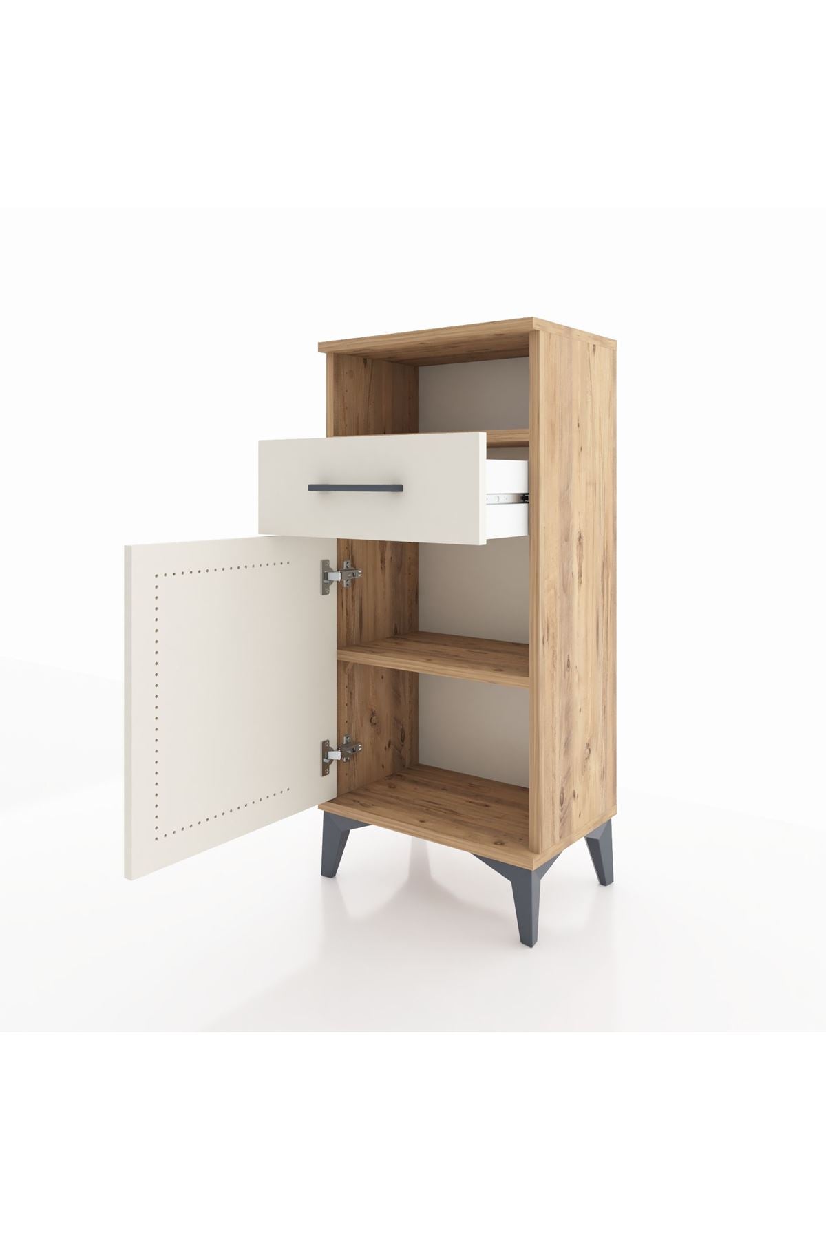 Arges Komodin 2 Raflı Tek Çekmeceli Tek Kapaklı 44x30x96 - S09M035V7A