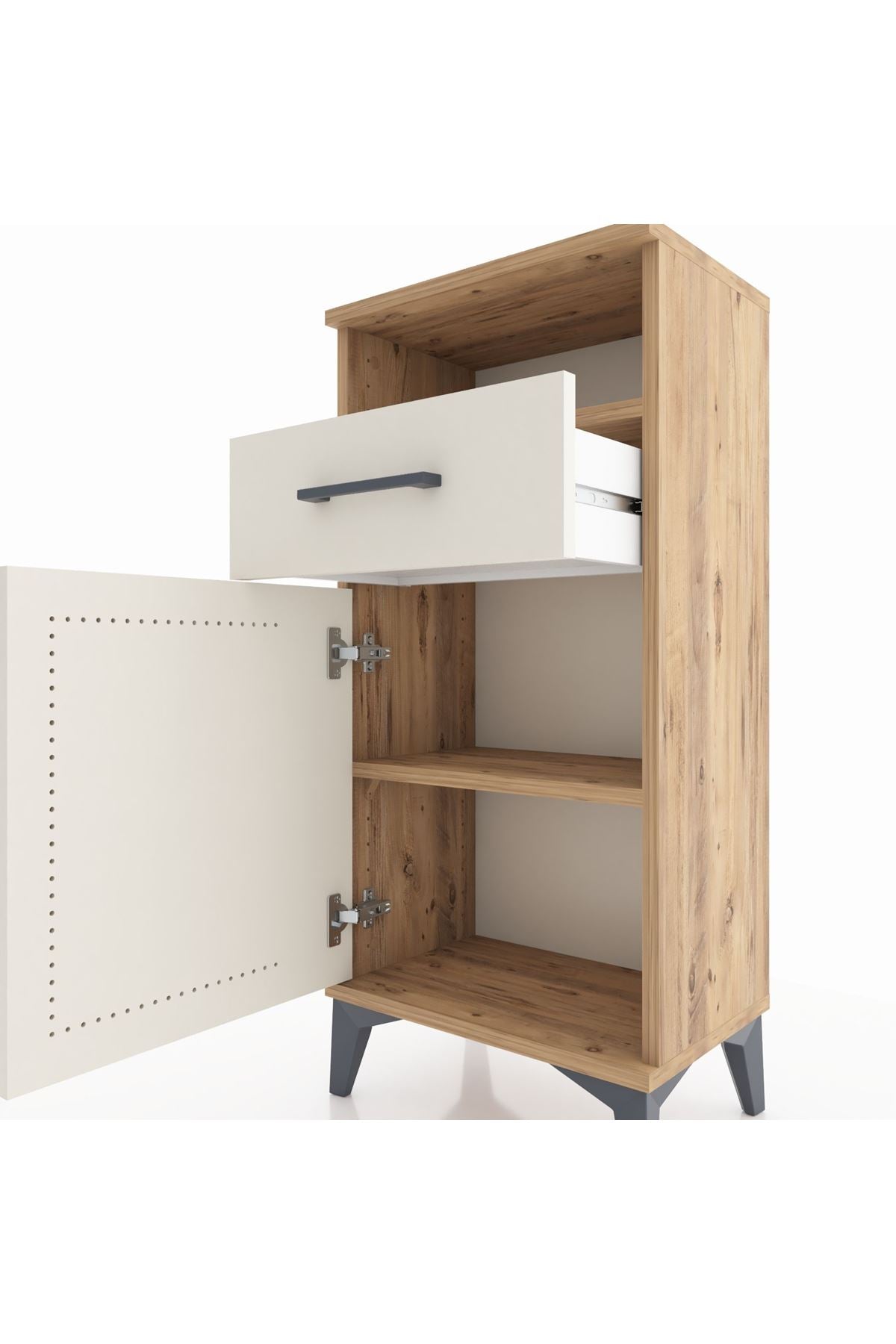Arges Komodin 2 Raflı Tek Çekmeceli Tek Kapaklı 44x30x96 - S09M035V7A
