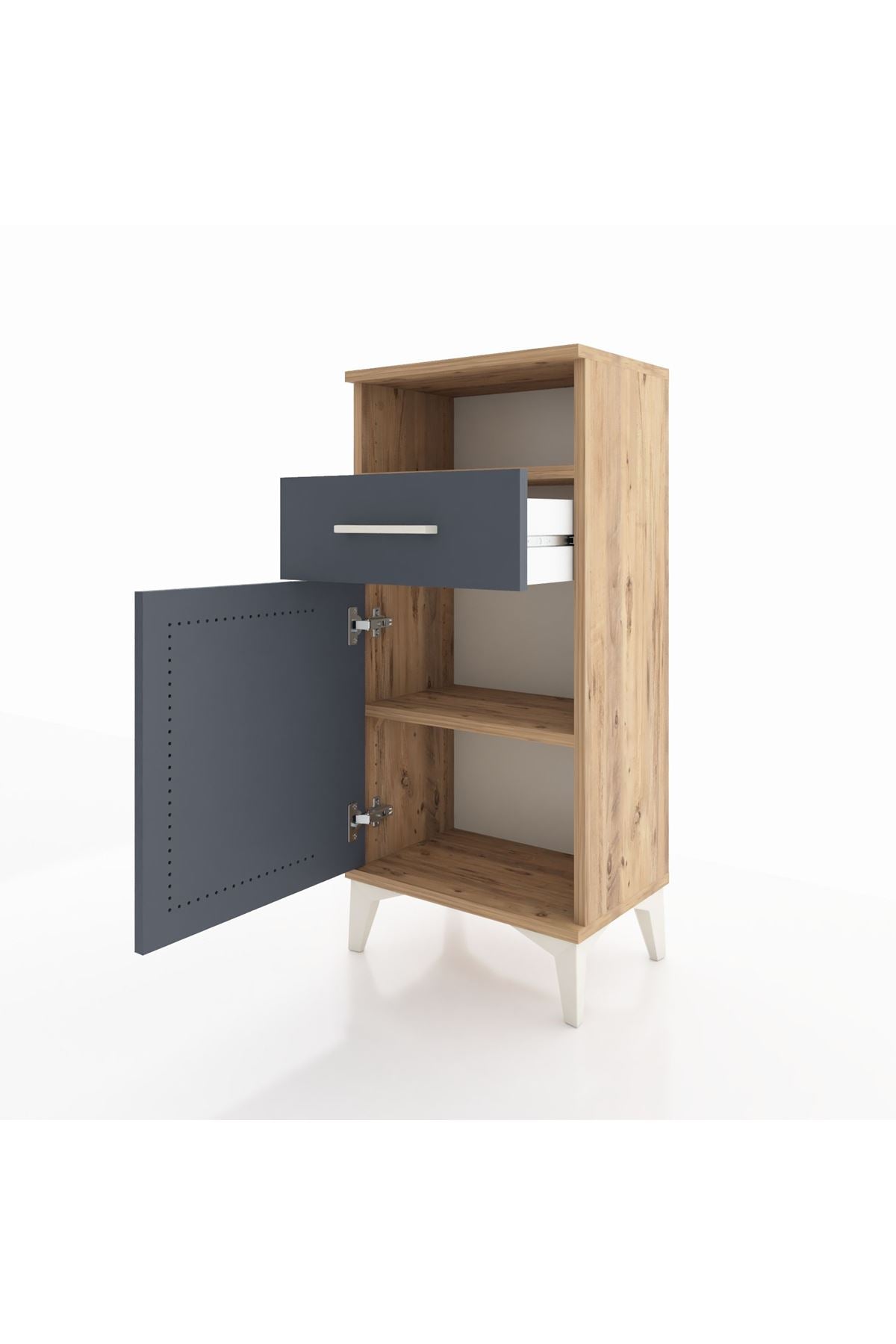 Arges Komodin 2 Raflı Tek Çekmeceli Tek Kapaklı 44x30x96 - S09M035V8A
