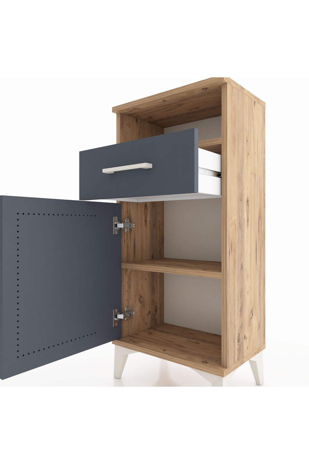 Arges Komodin 2 Raflı Tek Çekmeceli Tek Kapaklı 44x30x96 - S09M035V8A