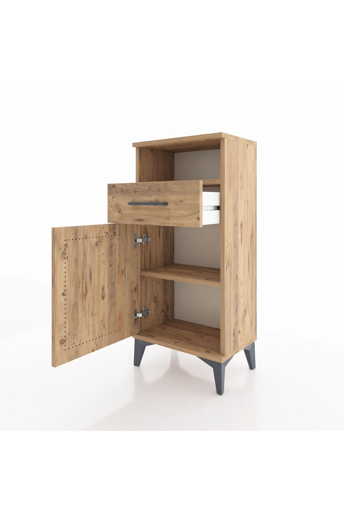 Arges Komodin 2 Raflı Tek Çekmeceli Tek Kapaklı 44x30x96 - S09M035V9A