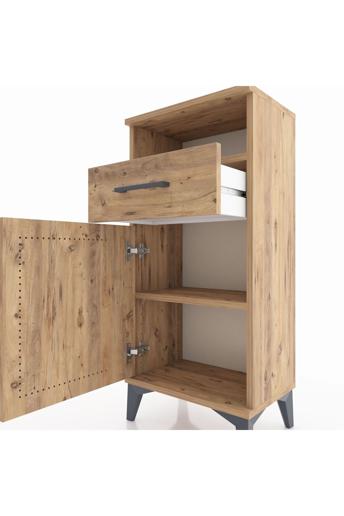 Arges Komodin 2 Raflı Tek Çekmeceli Tek Kapaklı 44x30x96 - S09M035V9A
