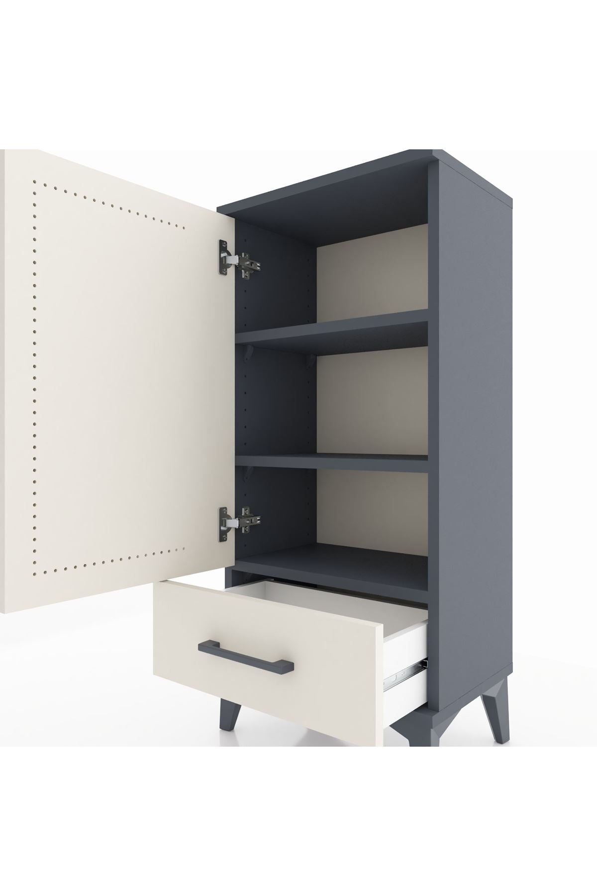 Arges Komodin 3 Raflı Tek Çekmeceli Tek Kapaklı 44x30x96 - S09M041V4A