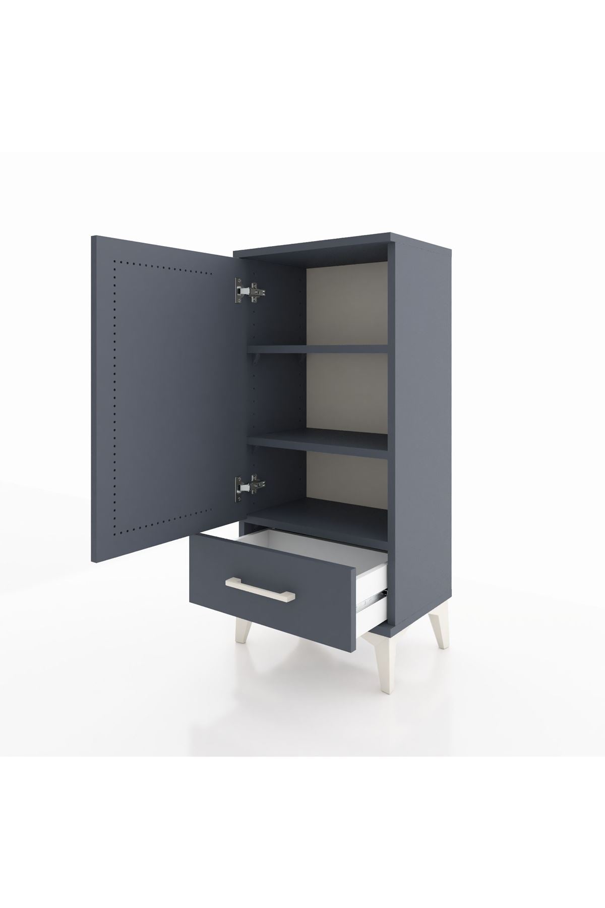 Arges Komodin 3 Raflı Tek Çekmeceli Tek Kapaklı 44x30x96 - S09M041V5A
