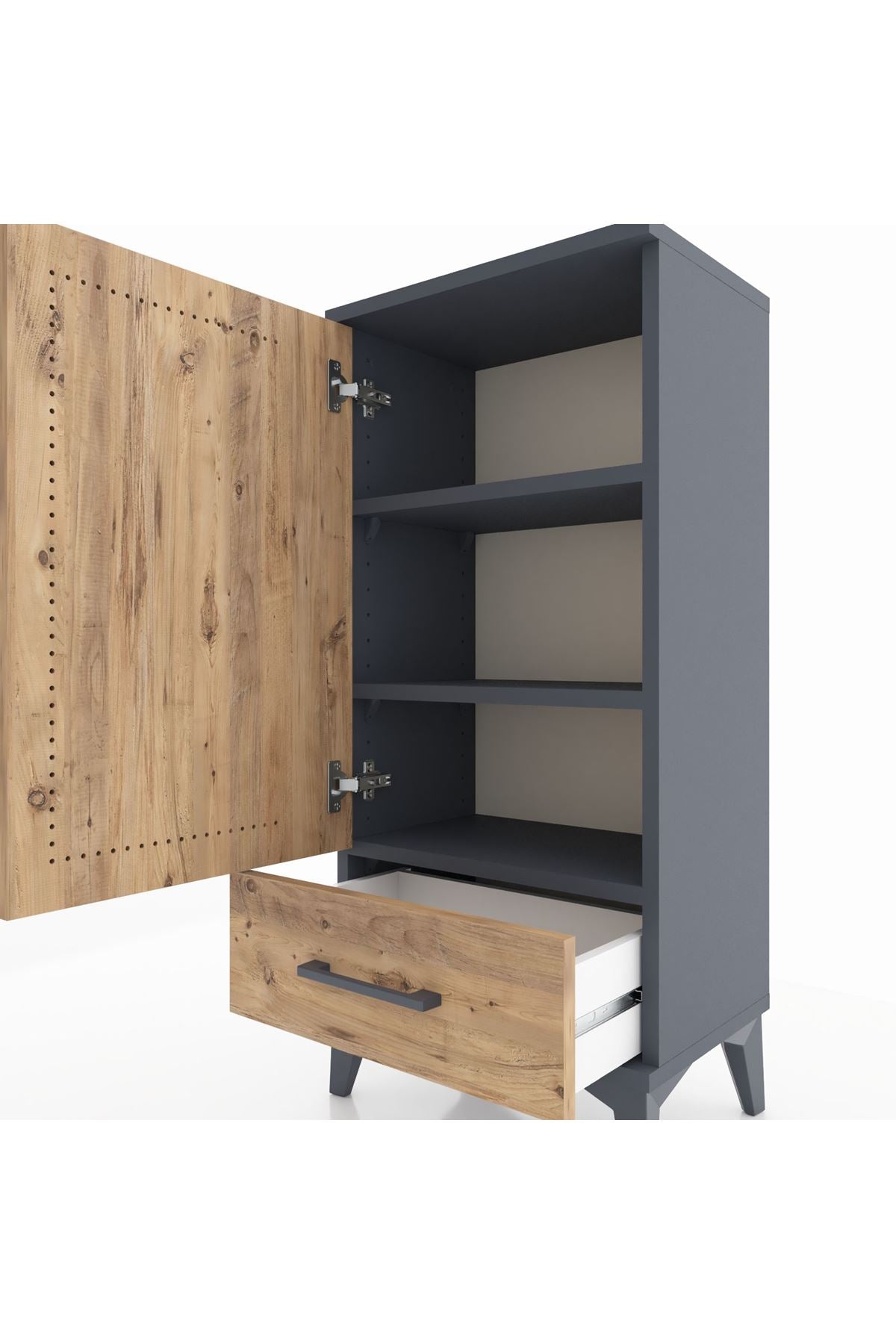 Arges Komodin 3 Raflı Tek Çekmeceli Tek Kapaklı 44x30x96 - S09M041V6A