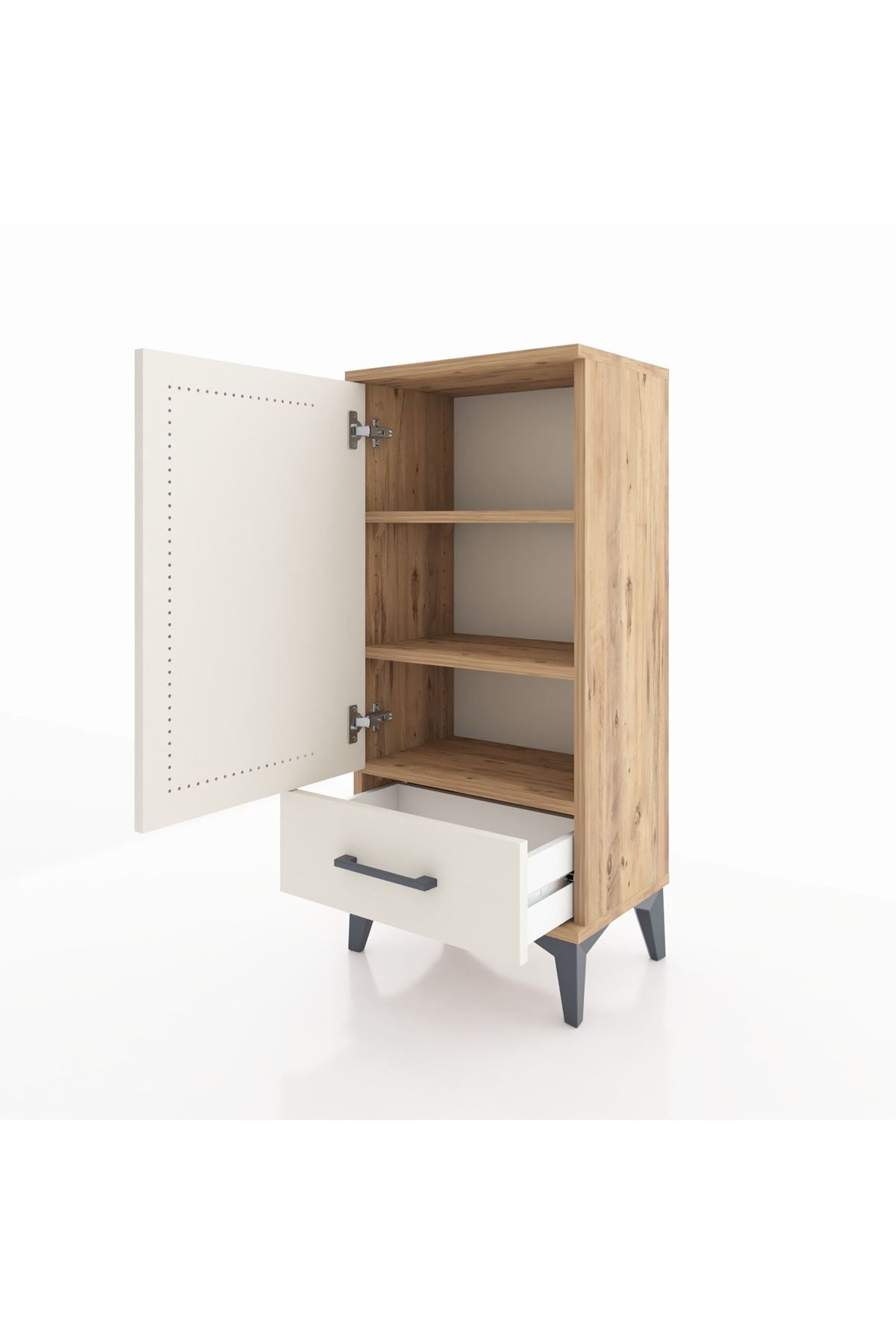 Arges Komodin 3 Raflı Tek Çekmeceli Tek Kapaklı 44x30x96 - S09M041V7A