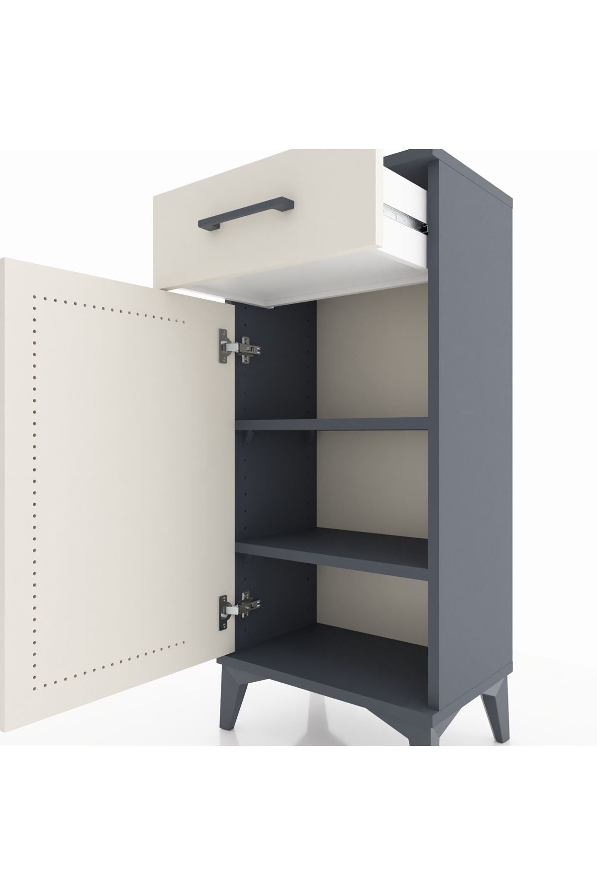 Arges Komodin 2 Raflı Tek Çekmeceli Tek Kapaklı 44x30x96 - S09M042V4A