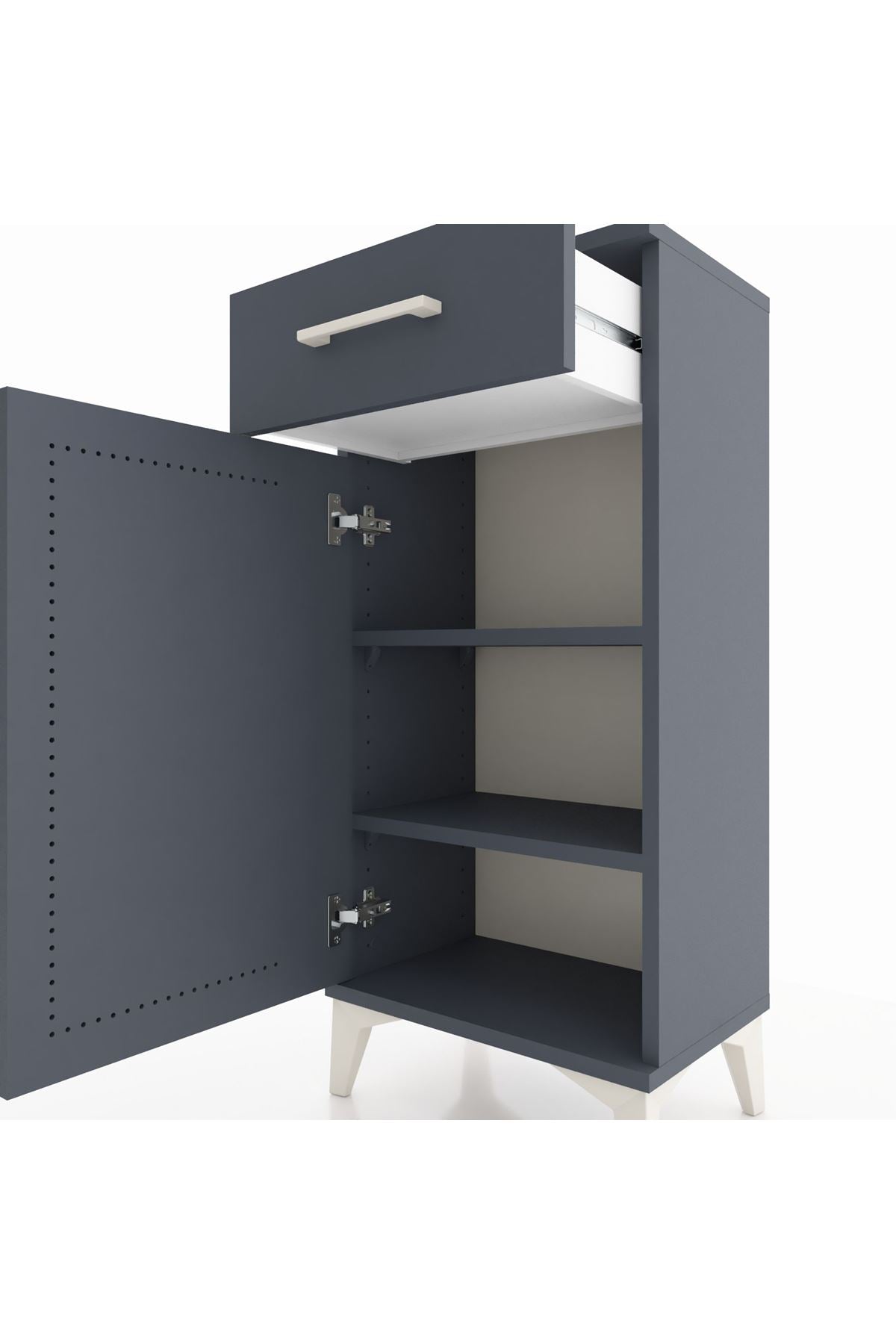 Arges Komodin 2 Raflı Tek Çekmeceli Tek Kapaklı 44x30x96 - S09M042V5A