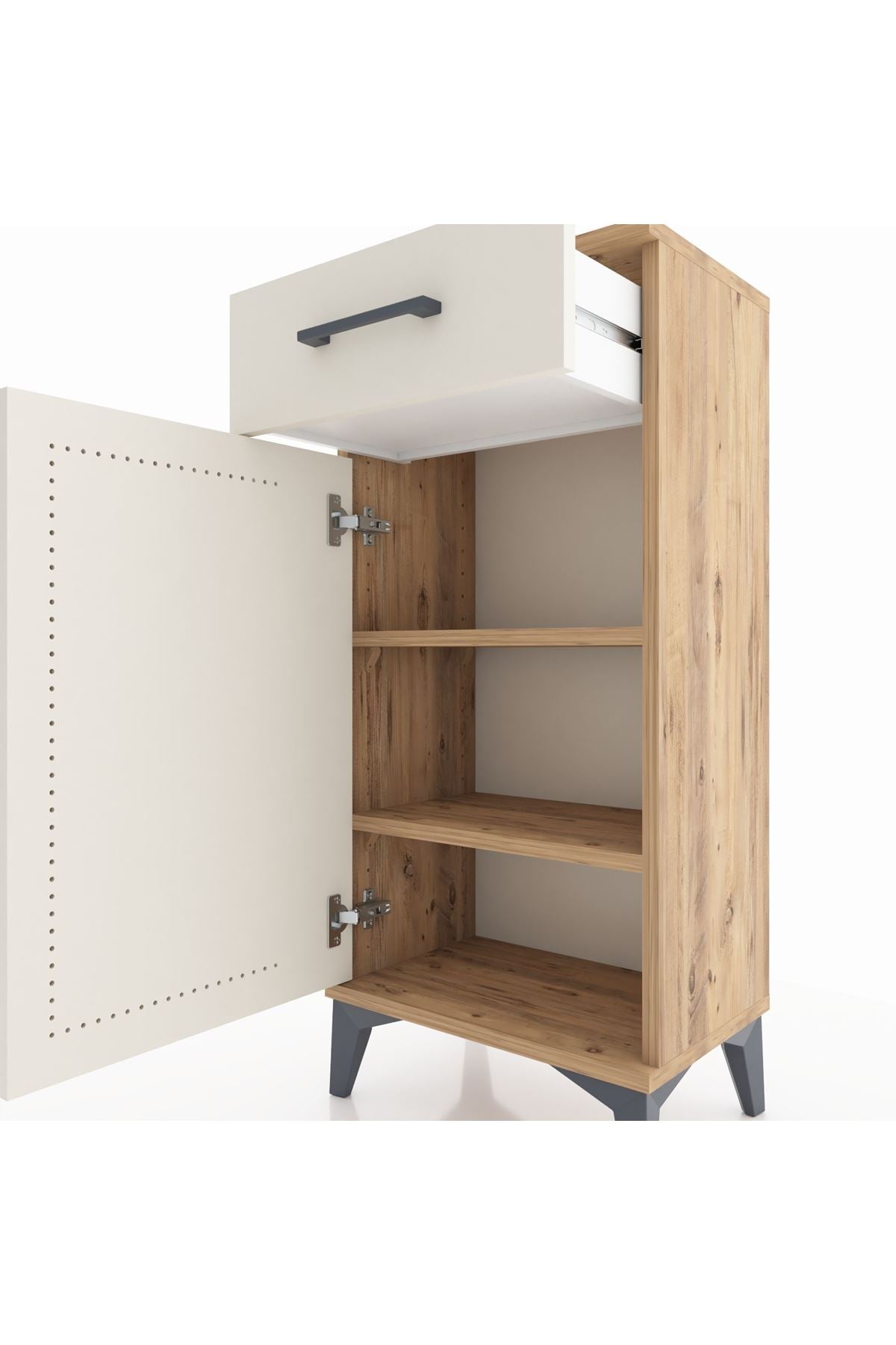 Arges Komodin 2 Raflı Tek Çekmeceli Tek Kapaklı 44x30x96 - S09M042V7A