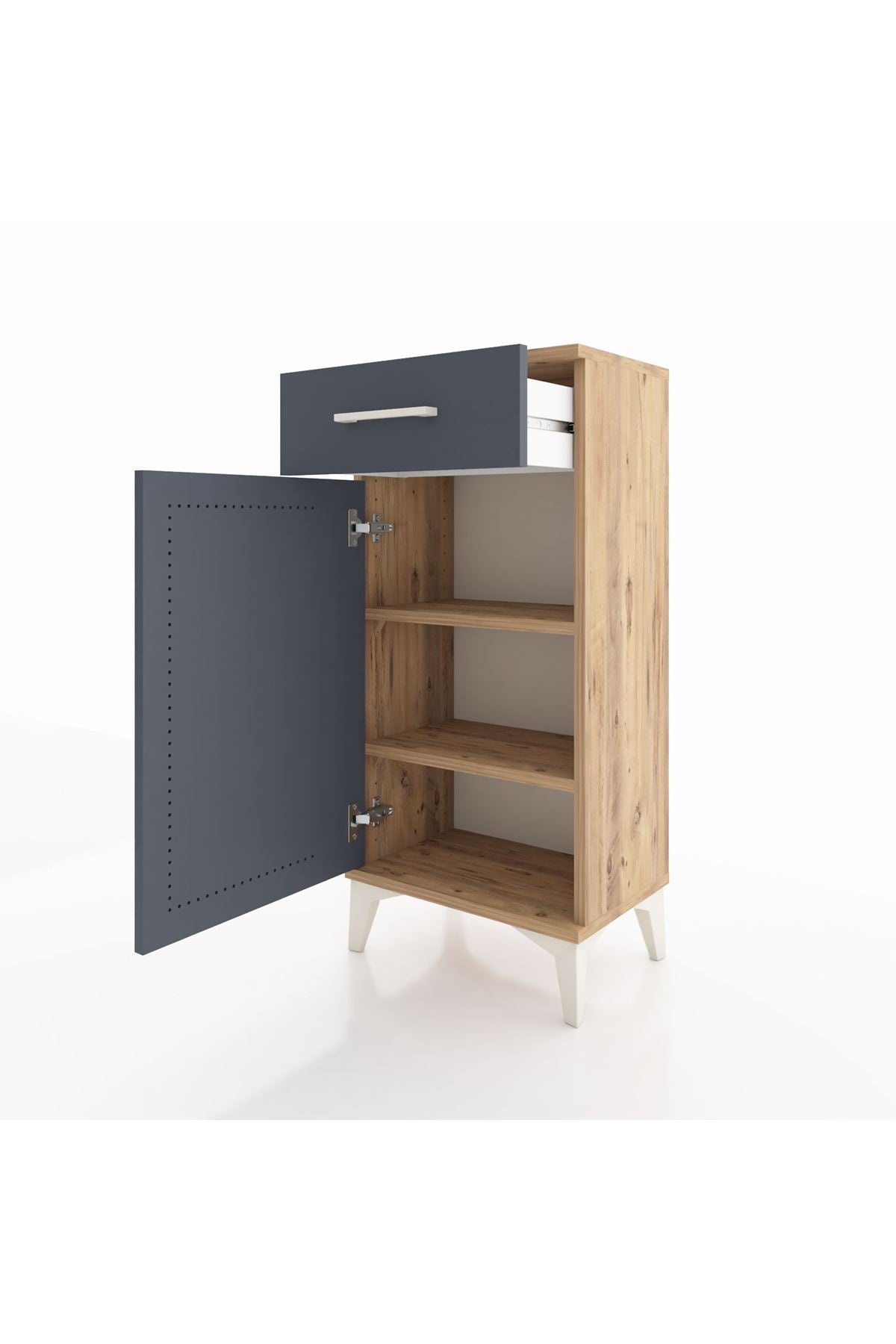 Arges Komodin 2 Raflı Tek Çekmeceli Tek Kapaklı 44x30x96 - S09M042V8A
