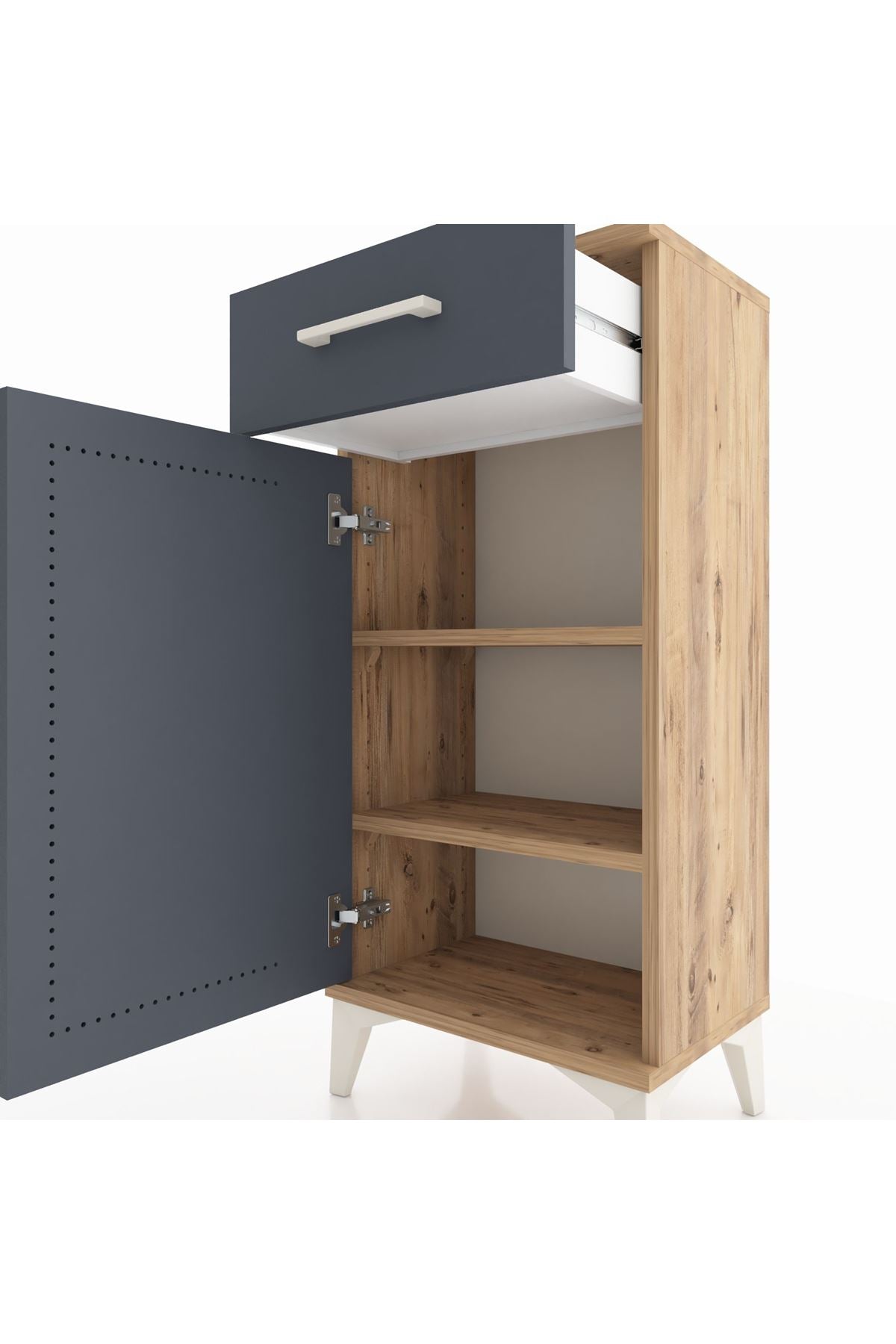 Arges Komodin 2 Raflı Tek Çekmeceli Tek Kapaklı 44x30x96 - S09M042V8A