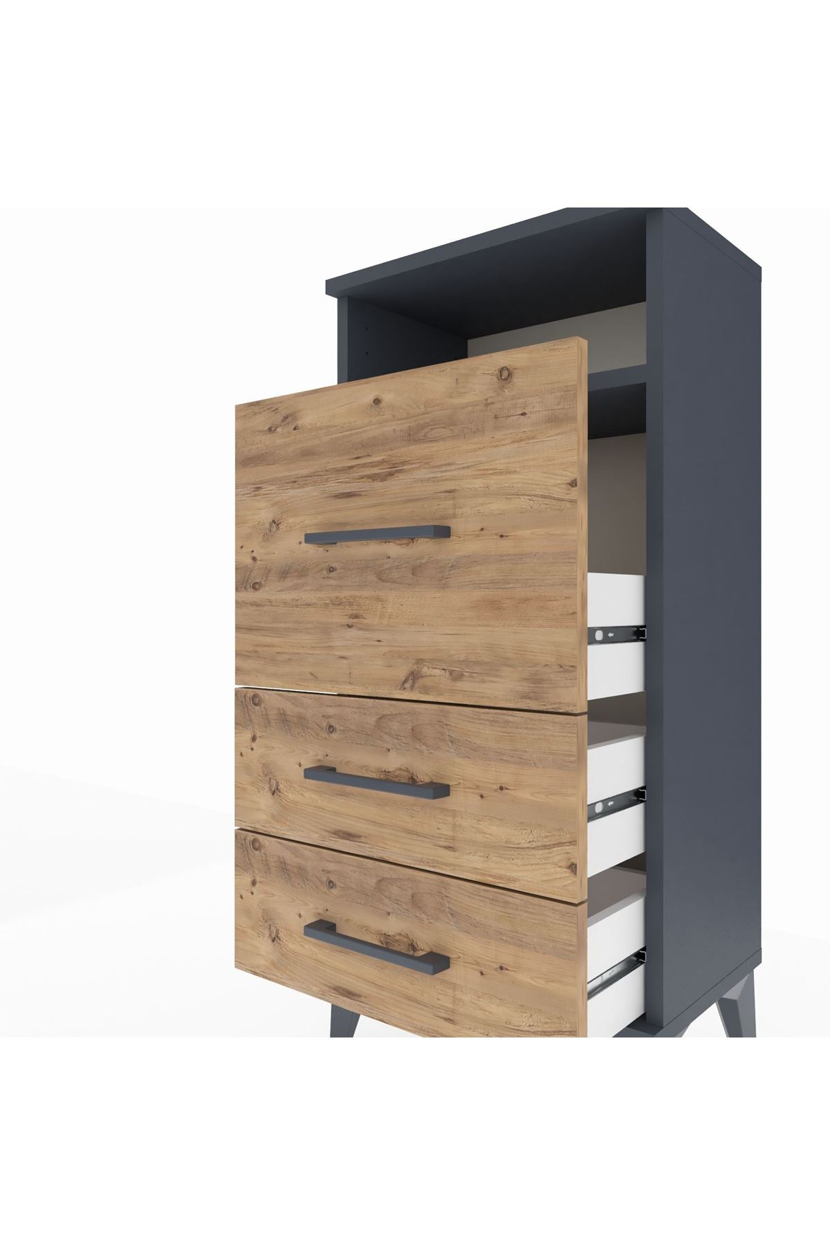 Arges Komodin Tek Raflı 3 Çekmeceli 44x30x96 - S09M009V6A