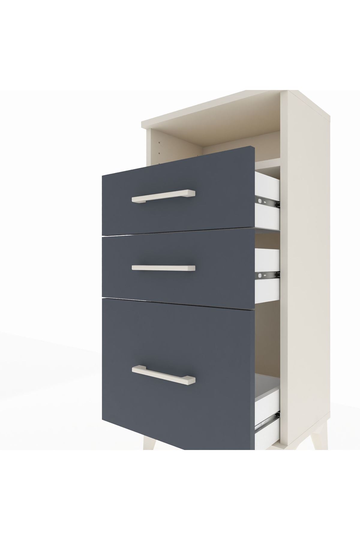 Arges Komodin Tek Raflı 3 Çekmeceli 44x30x96 - S09M010V2A