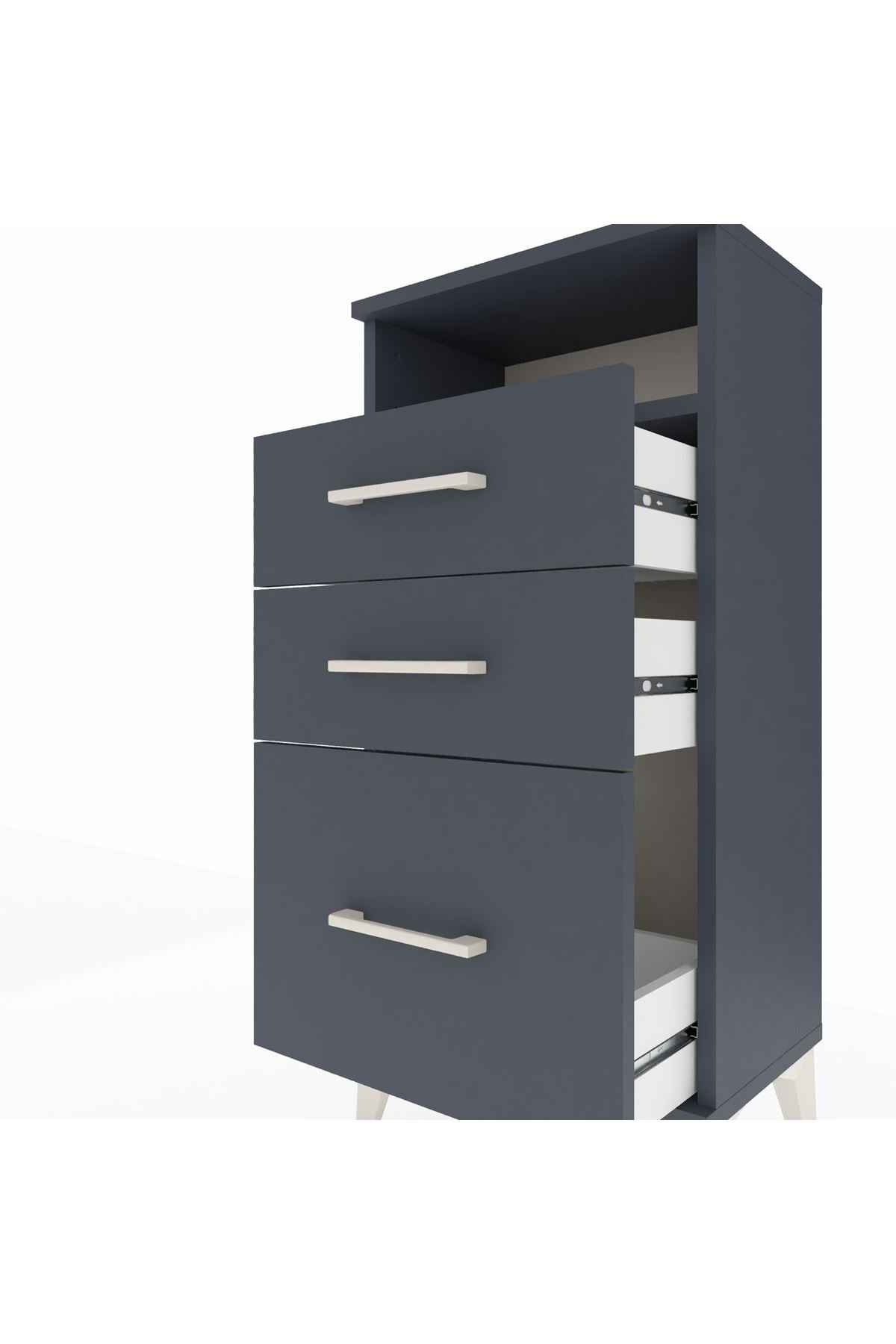 Arges Komodin Tek Raflı 3 Çekmeceli 44x30x96 - S09M010V5A