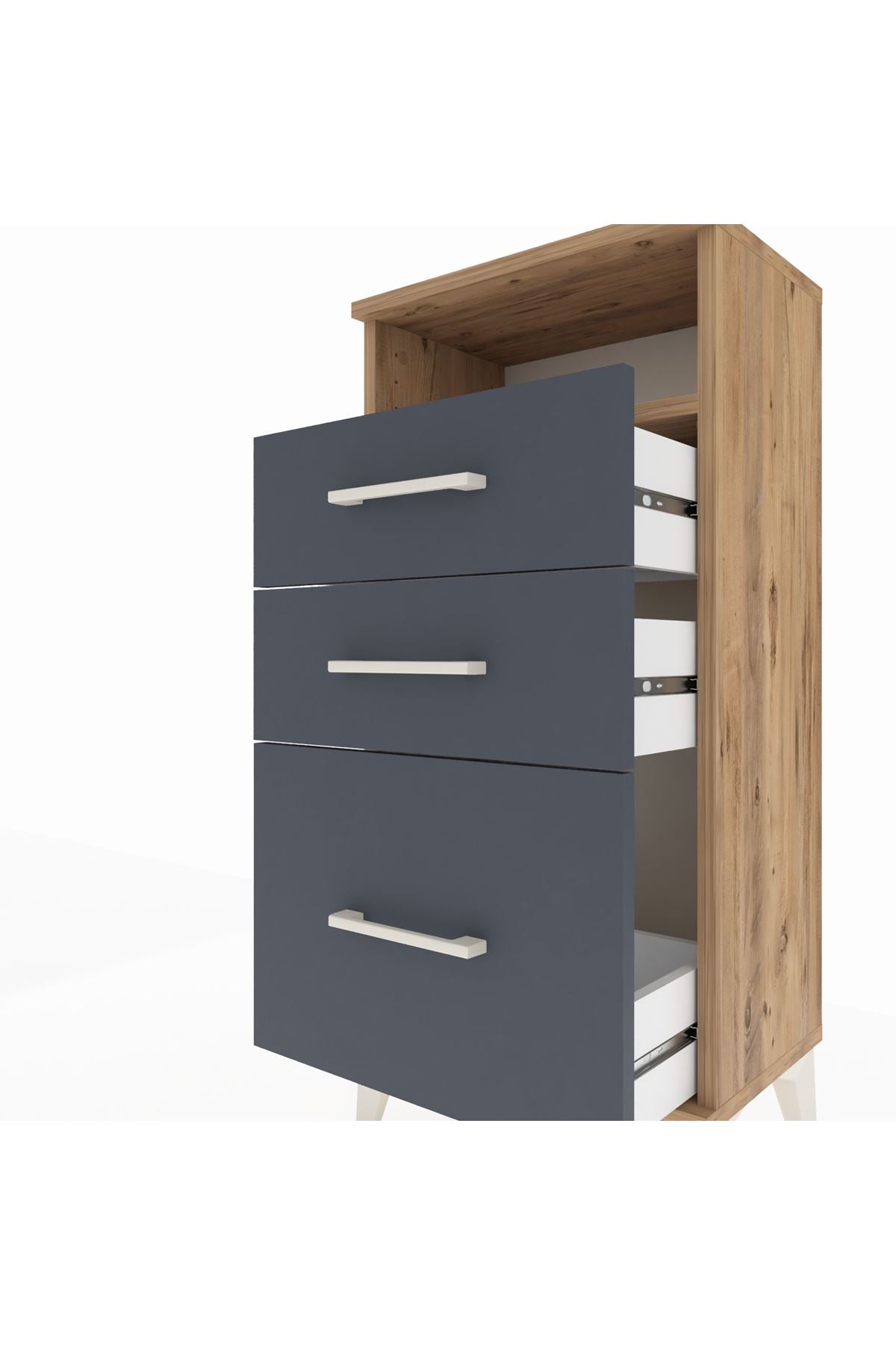 Arges Komodin Tek Raflı 3 Çekmeceli 44x30x96 - S09M010V8A