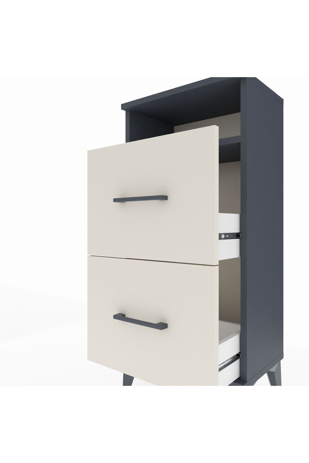 Arges Komodin Tek Raflı 2 Çekmeceli 44x30x96 - S09M014V4A