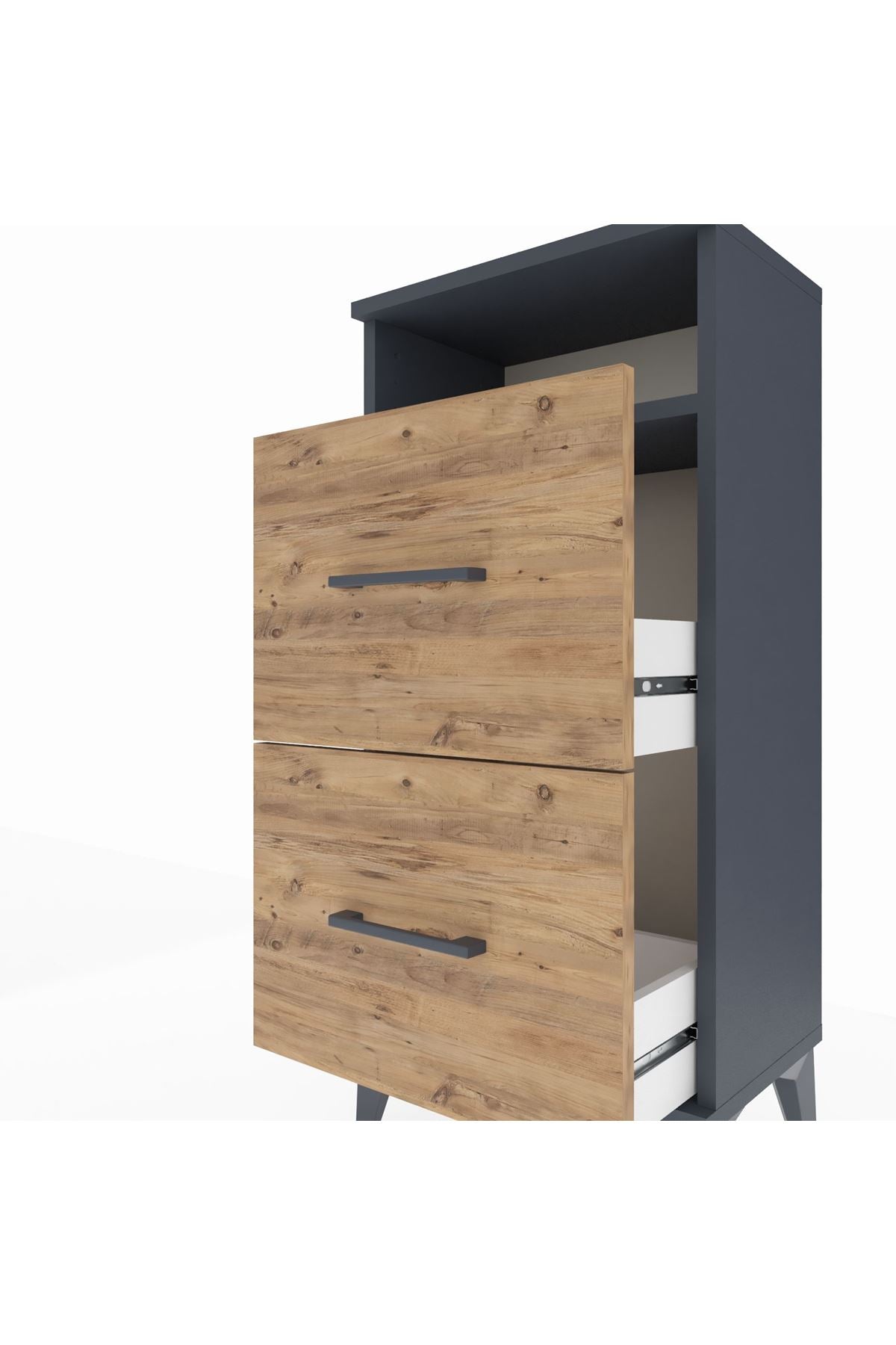Arges Komodin Tek Raflı 2 Çekmeceli 44x30x96 - S09M014V6A