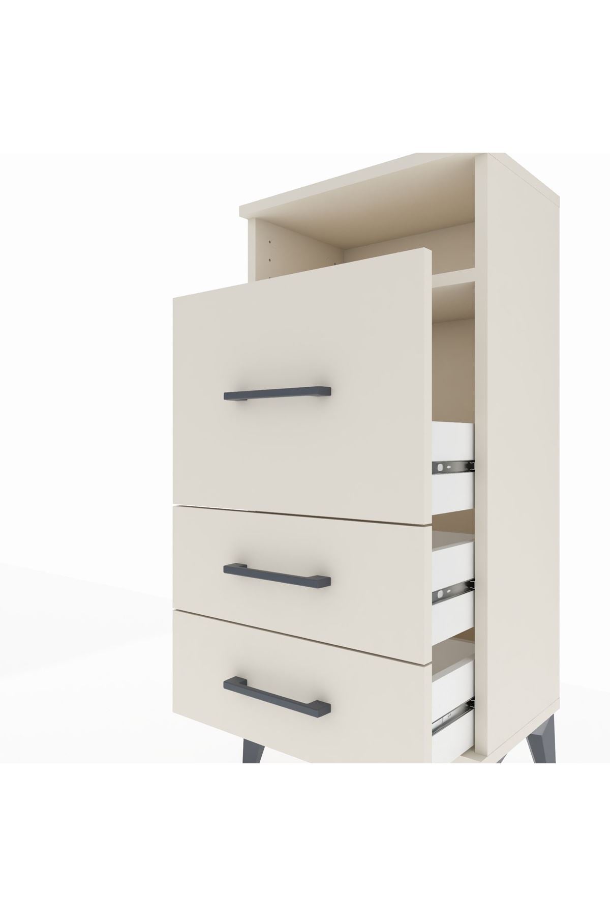 Arges Komodin Tek Raflı 3 Çekmeceli 44x30x96 - S09M016V1A