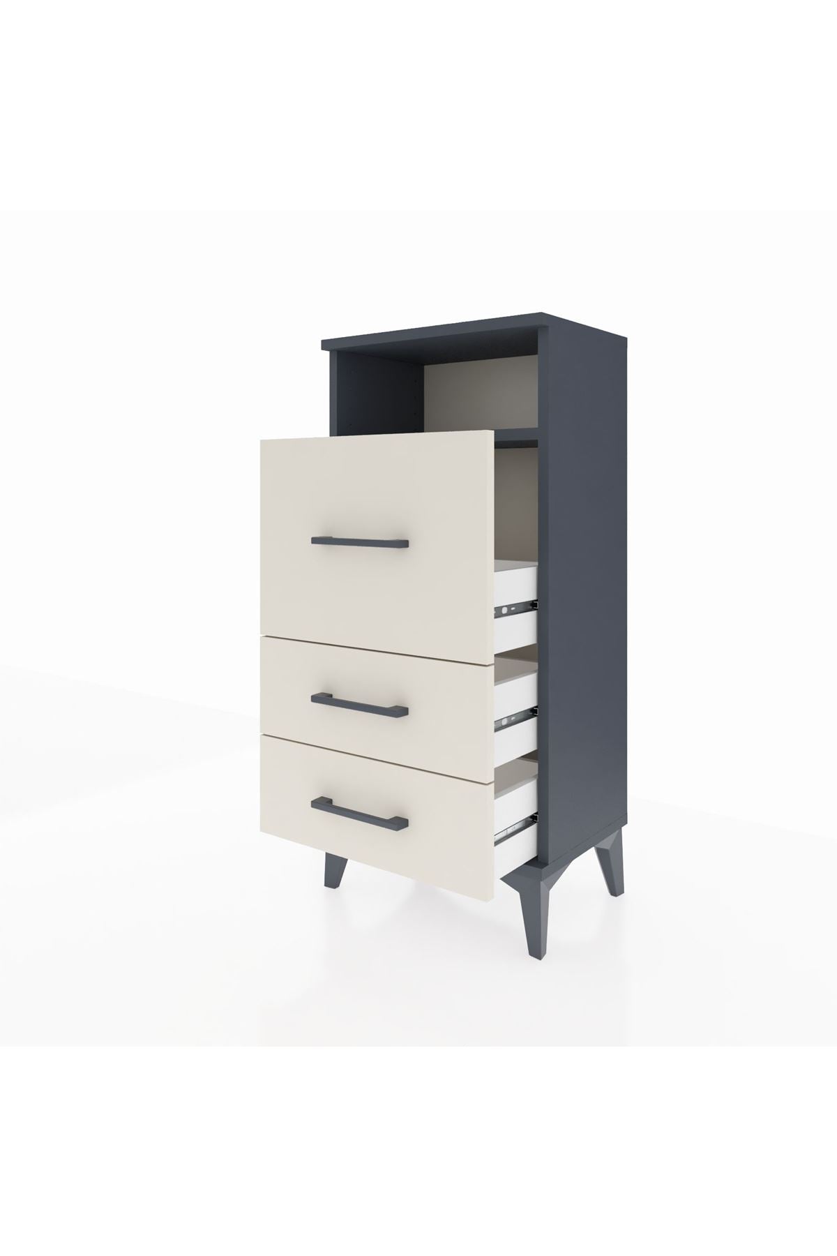 Arges Komodin Tek Raflı 3 Çekmeceli 44x30x96 - S09M016V4A