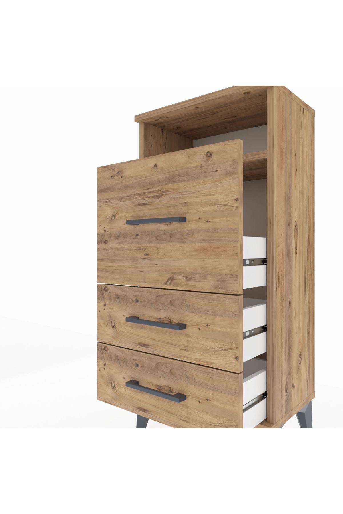 Arges Komodin Tek Raflı 3 Çekmeceli 44x30x96 - S09M016V9A