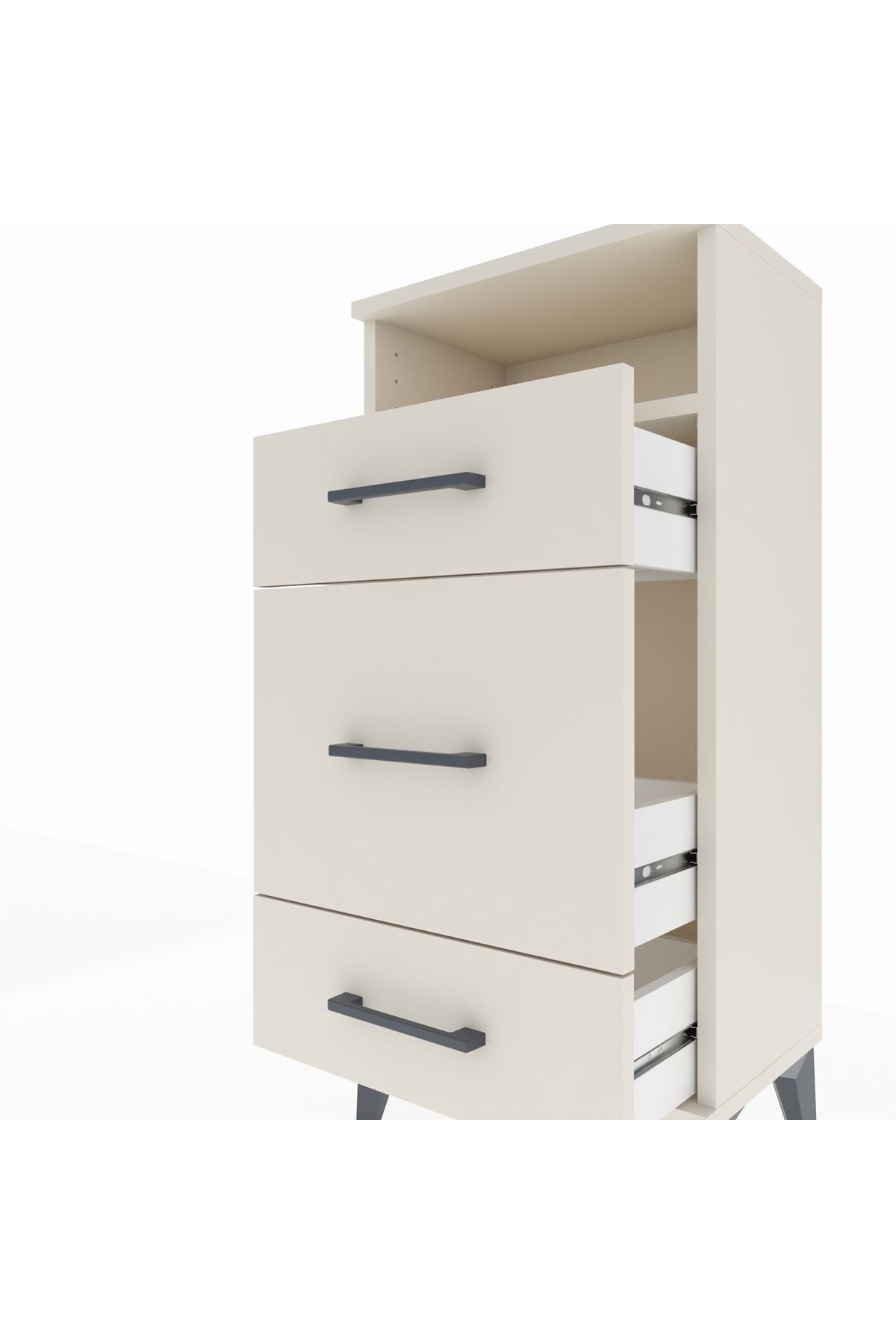 Arges Komodin Tek Raflı 3 Çekmeceli 44x30x96 - S09M018V1A