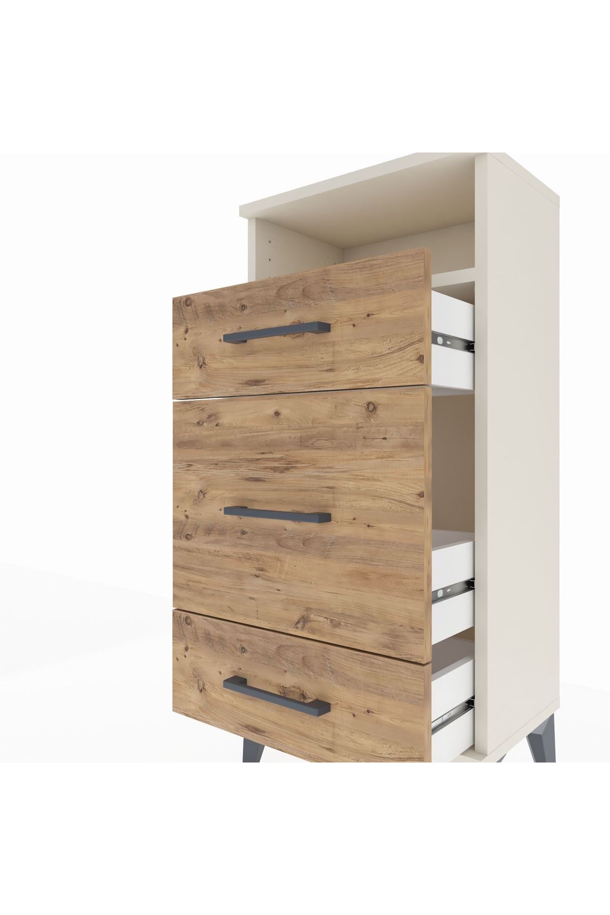 Arges Komodin Tek Raflı 3 Çekmeceli 44x30x96 - S09M018V3A
