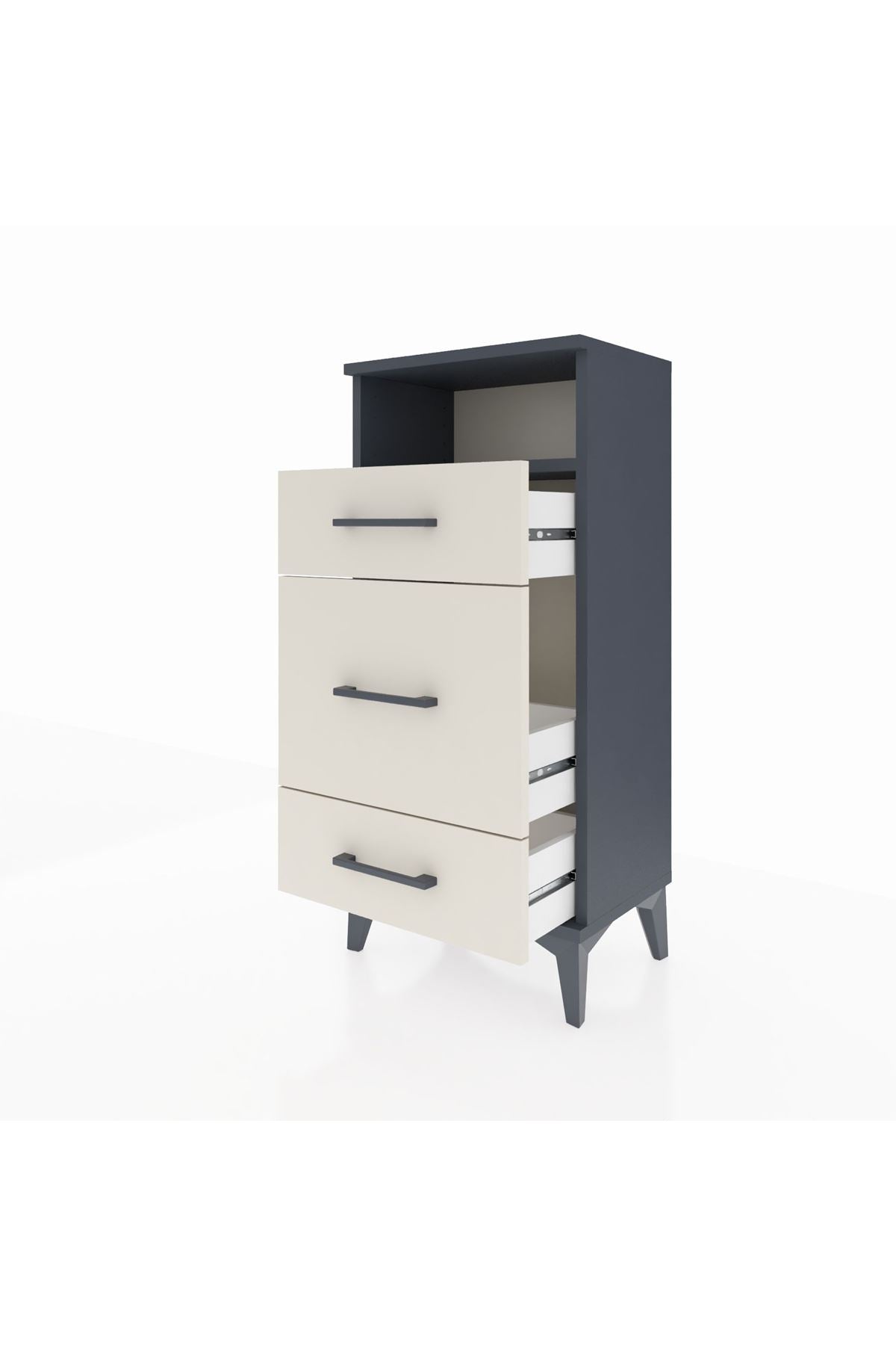 Arges Komodin Tek Raflı 3 Çekmeceli 44x30x96 - S09M018V4A