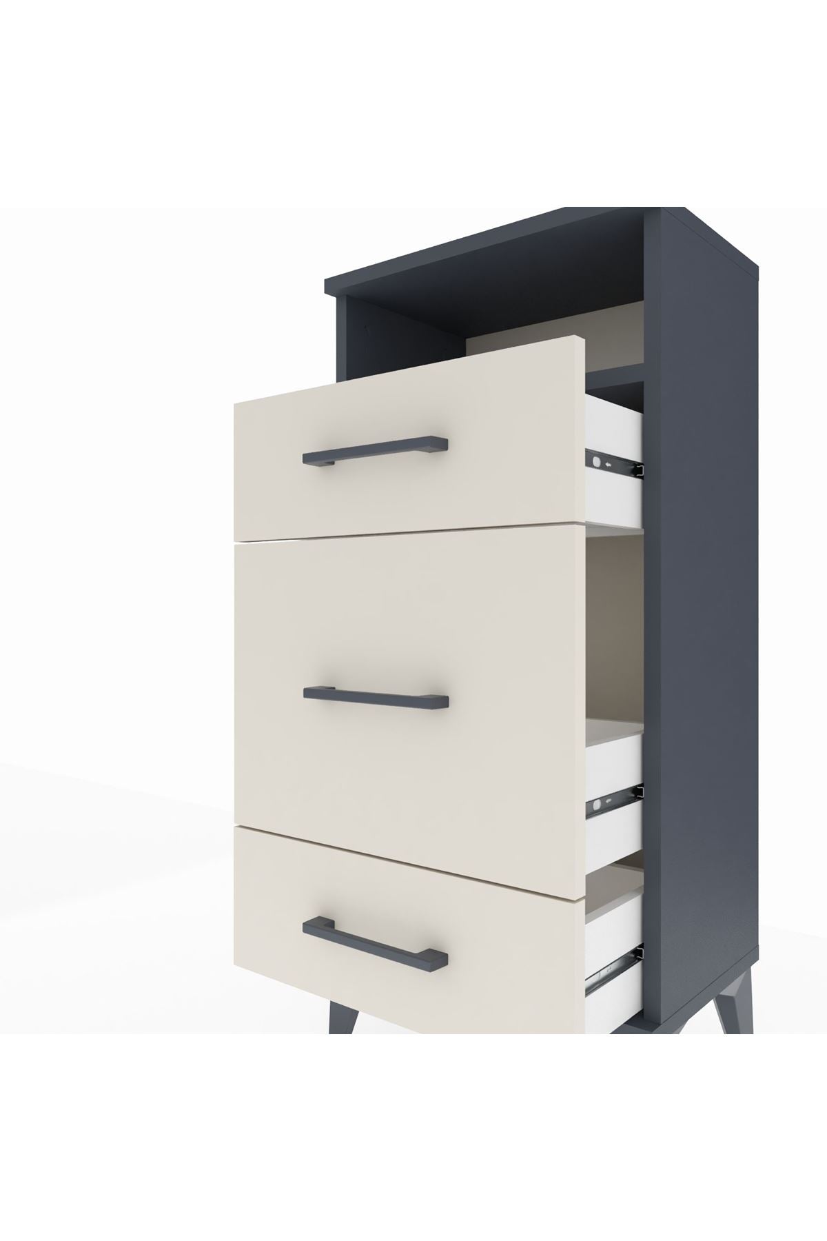 Arges Komodin Tek Raflı 3 Çekmeceli 44x30x96 - S09M018V4A