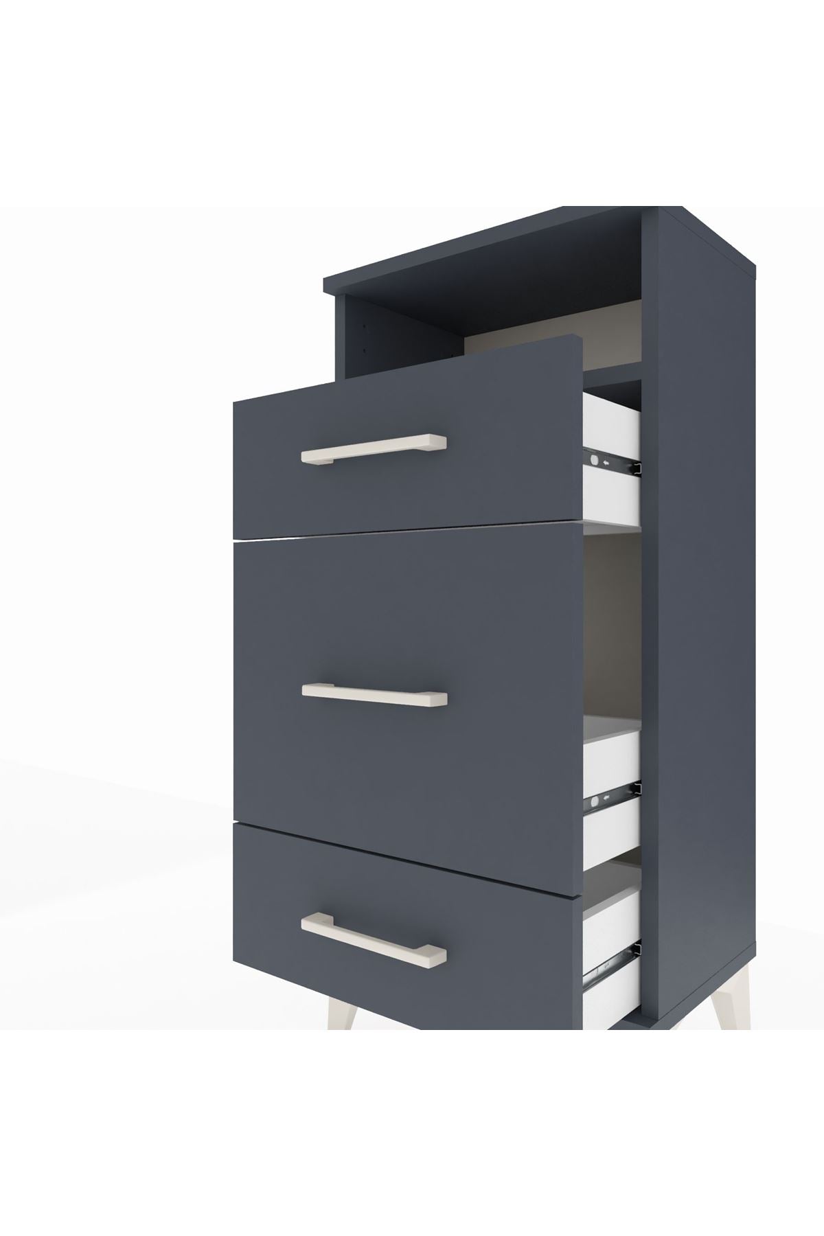 Arges Komodin Tek Raflı 3 Çekmeceli 44x30x96 - S09M018V5A