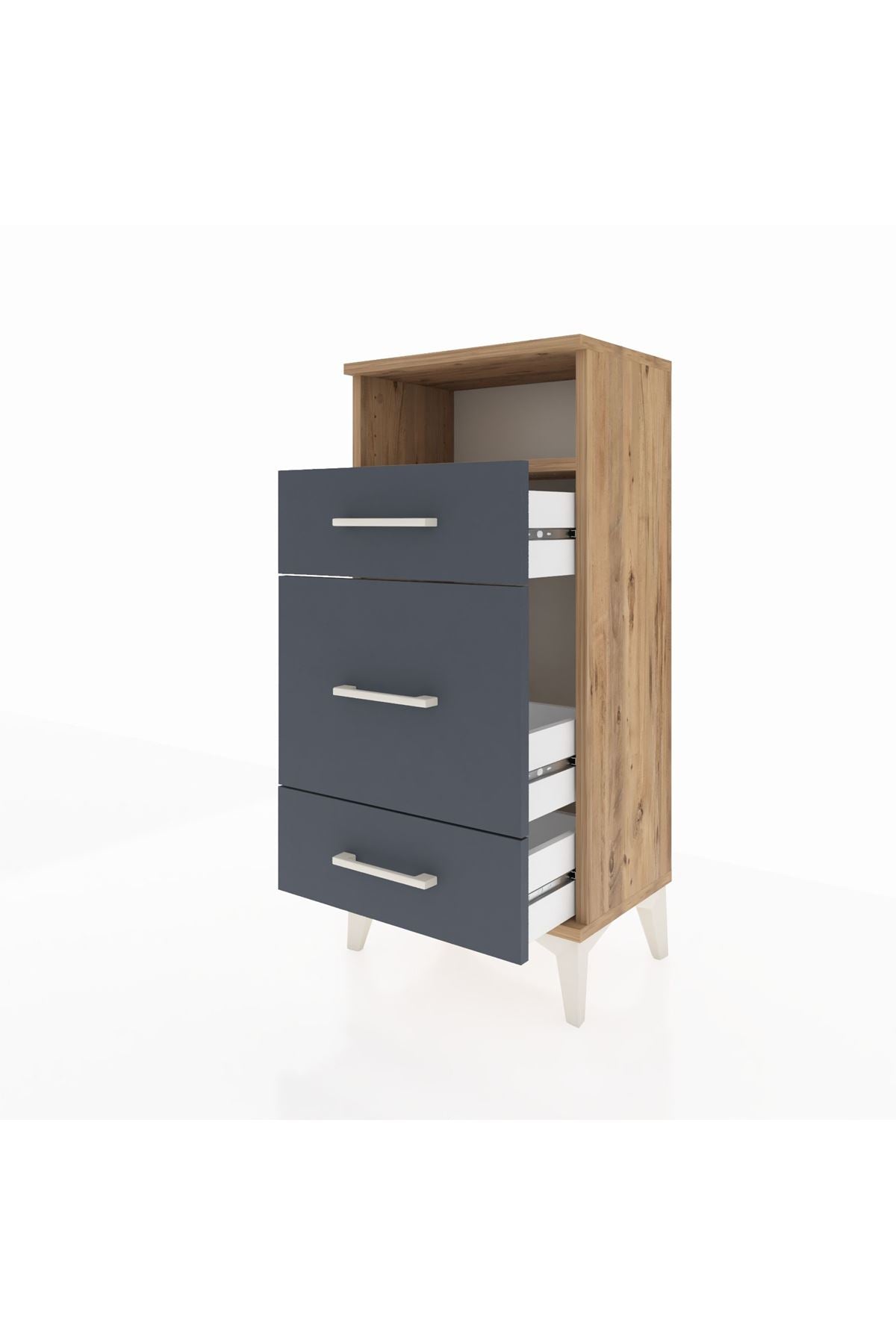 Arges Komodin Tek Raflı 3 Çekmeceli 44x30x96 - S09M018V8A