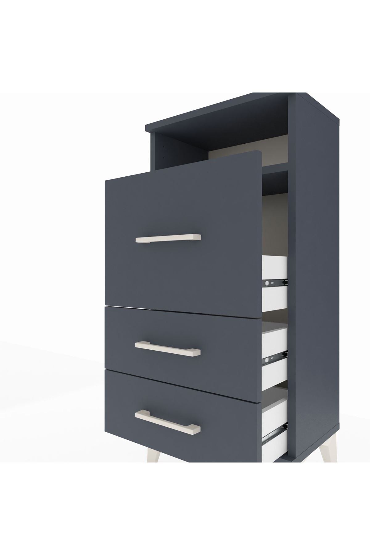 Arges Komodin Tek Raflı 3 Çekmeceli 44x30x96 - S09M019V5A