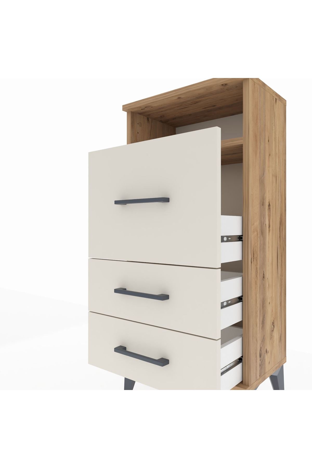Arges Komodin Tek Raflı 3 Çekmeceli 44x30x96 - S09M019V7A