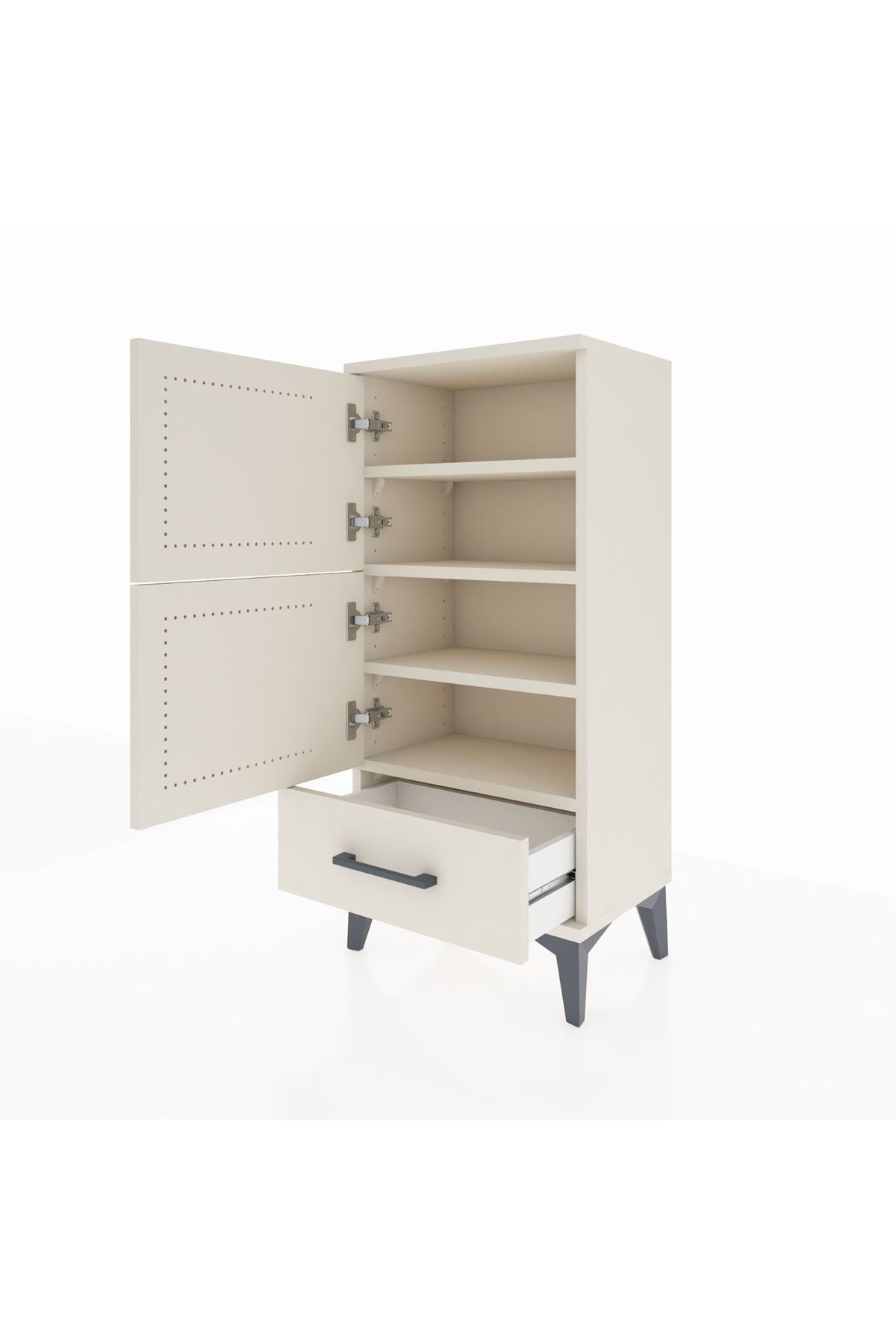 Arges Komodin 4 Raflı Tek Çekmeceli 2 Kapaklı 44x30x96 - S09M020V1A