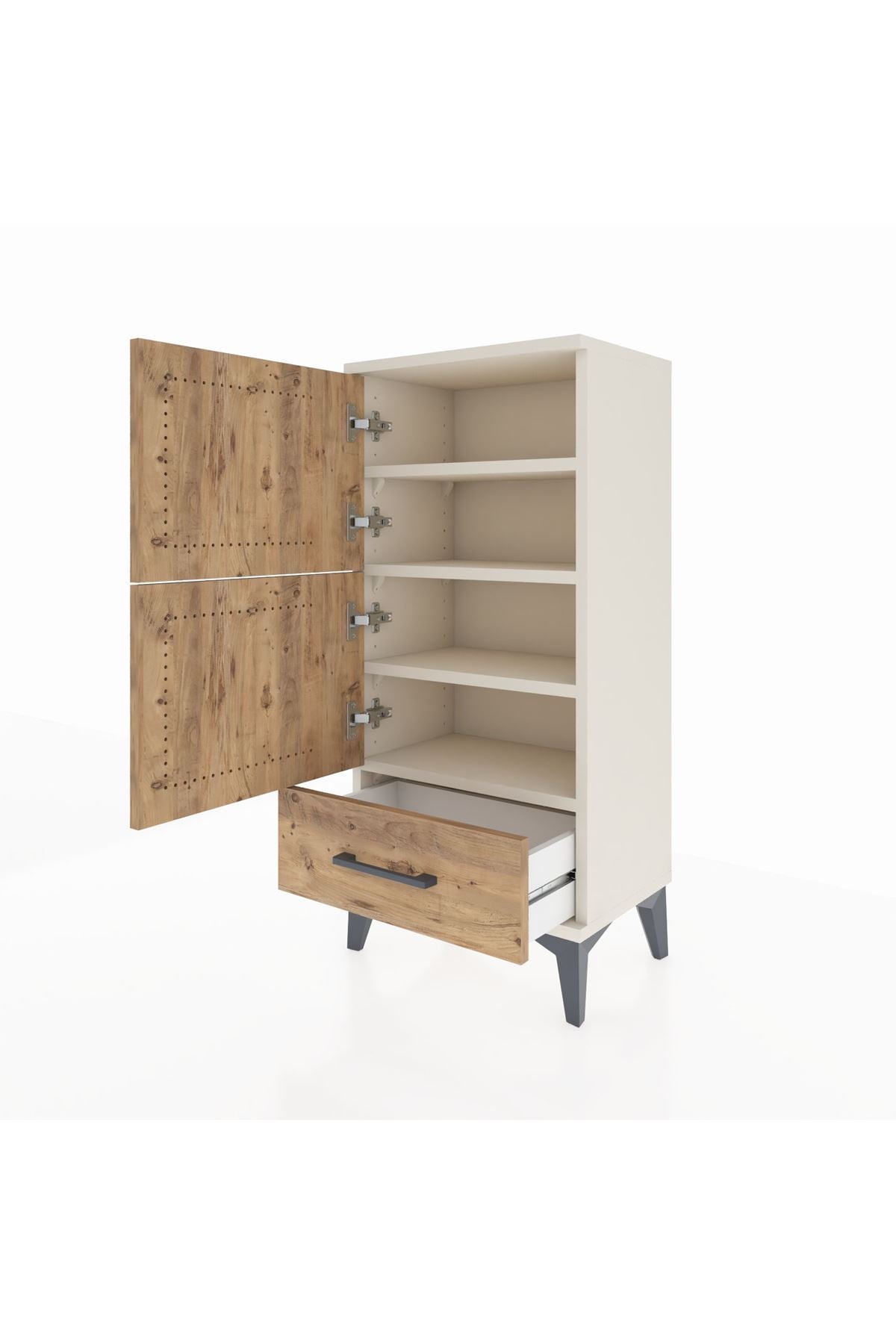 Arges Komodin 4 Raflı Tek Çekmeceli 2 Kapaklı 44x30x96 - S09M020V3A